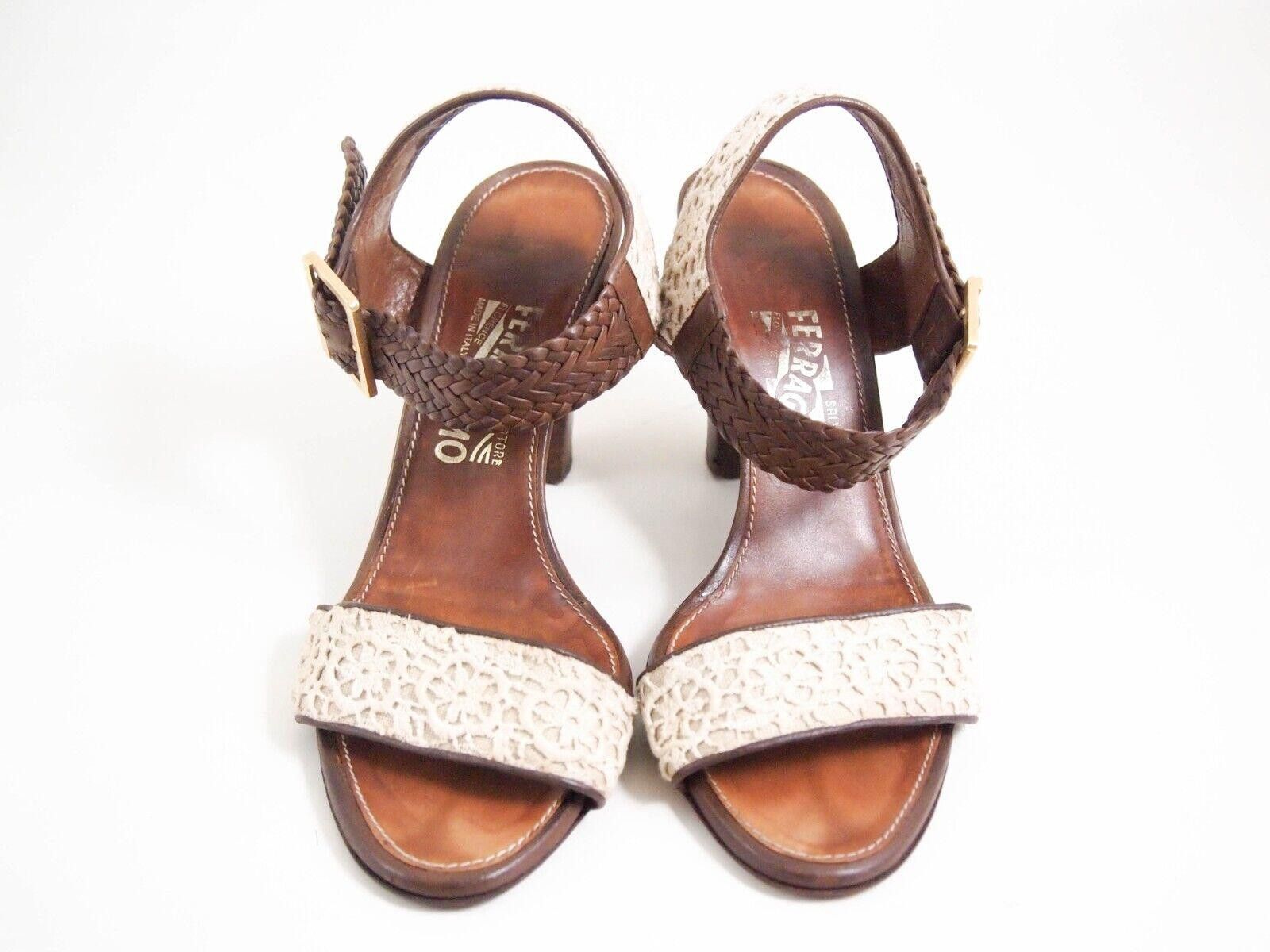 Salvatore Ferragamo Ferragamo Strappy Sandals Brown Leather Lace US 8 EU 38 C Size US 8 / IT 38 - 3 Thumbnail