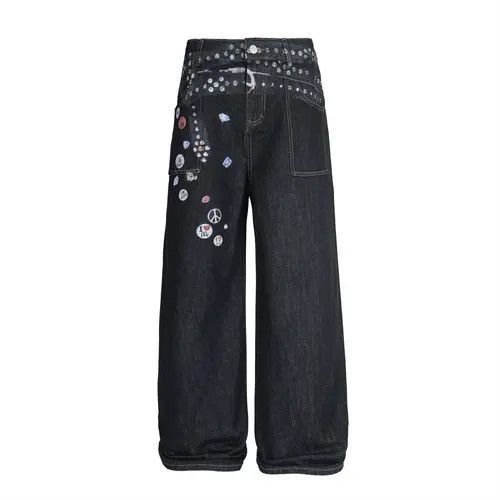 VIBE Men's street-rocking loose wide-leg hip-hop jeans Size US 32 / EU 48 - 1 Preview