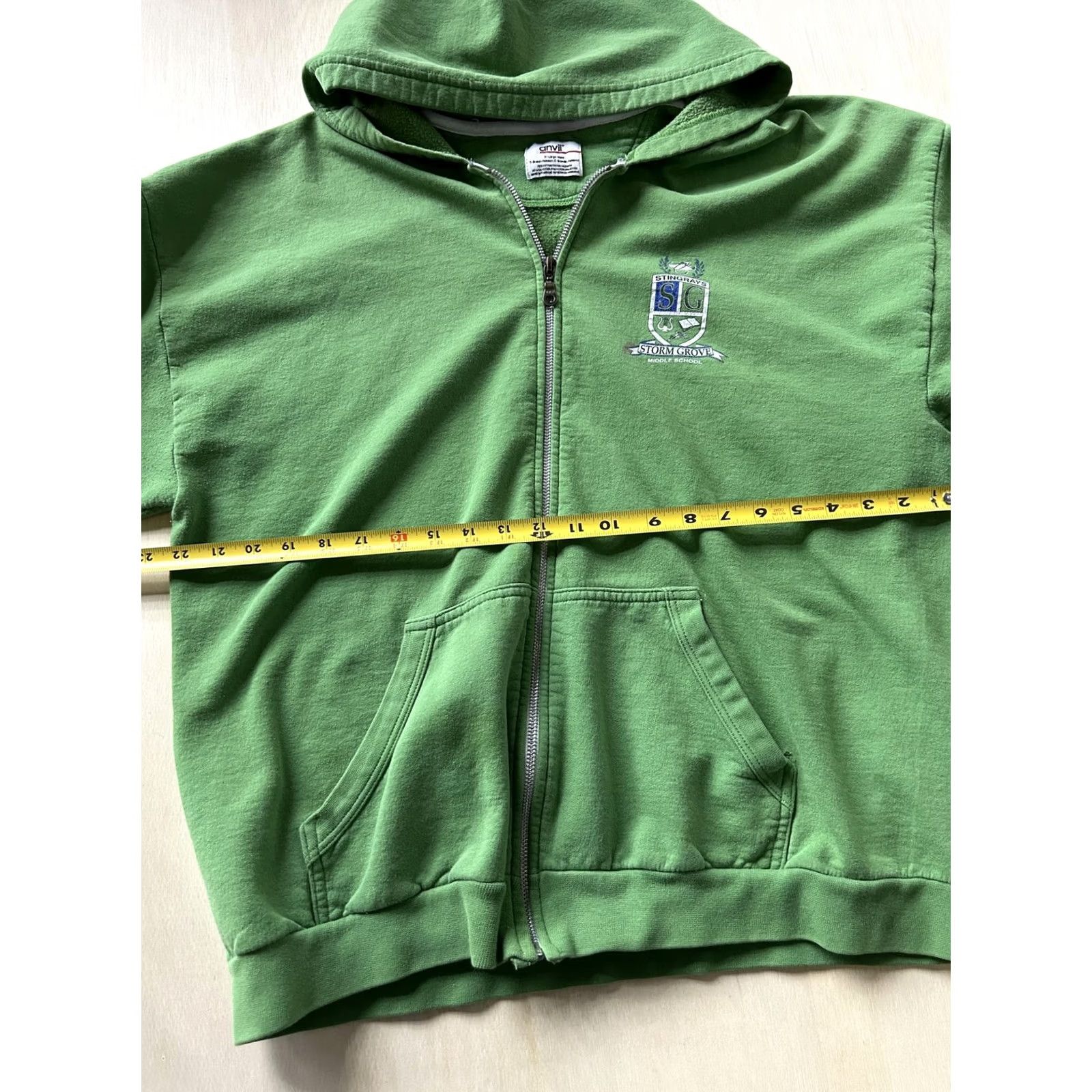 Anvil VINTAGE Anvil Hoodie Mens XL Green Storm Grove School Full Zip Sweatshirt Size US XL / EU 56 / 4 - 5 Thumbnail