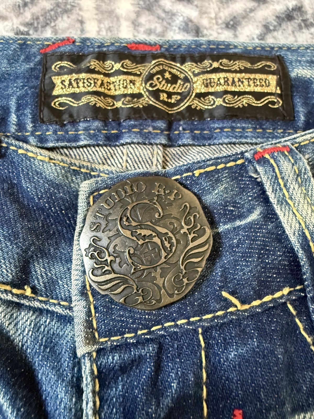 Hysteric Glamour Studio R.P Embroidered Bold Stitched Wide Flared Jeans Size US 28 / EU 44 - 22 Thumbnail