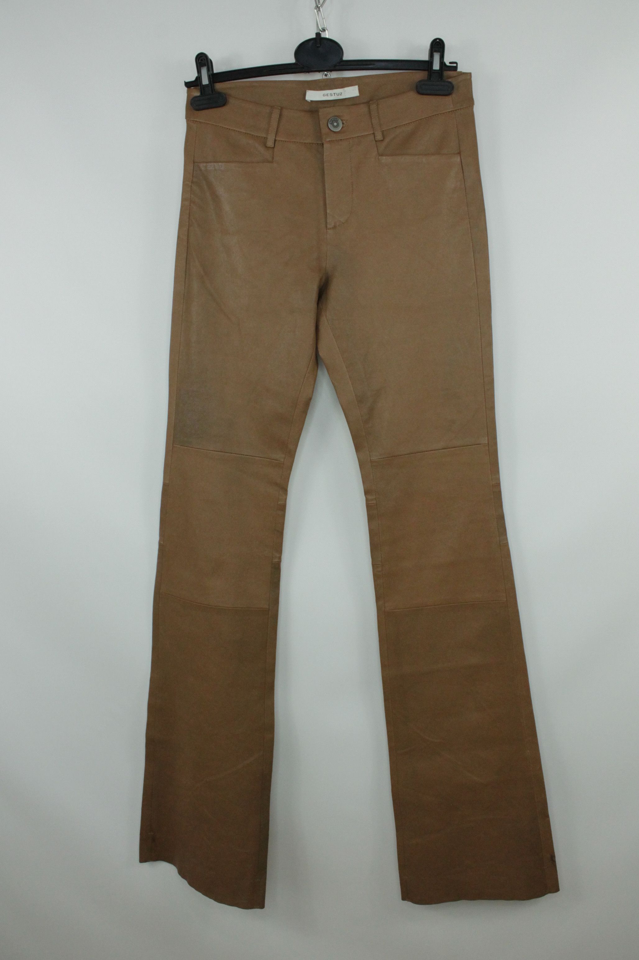 Genuine Leather × Gestuz Gestuz Desmond Brown Lamb Leather Flare Pants Size 26" / US 2 / IT 38 - 1 Thumbnail