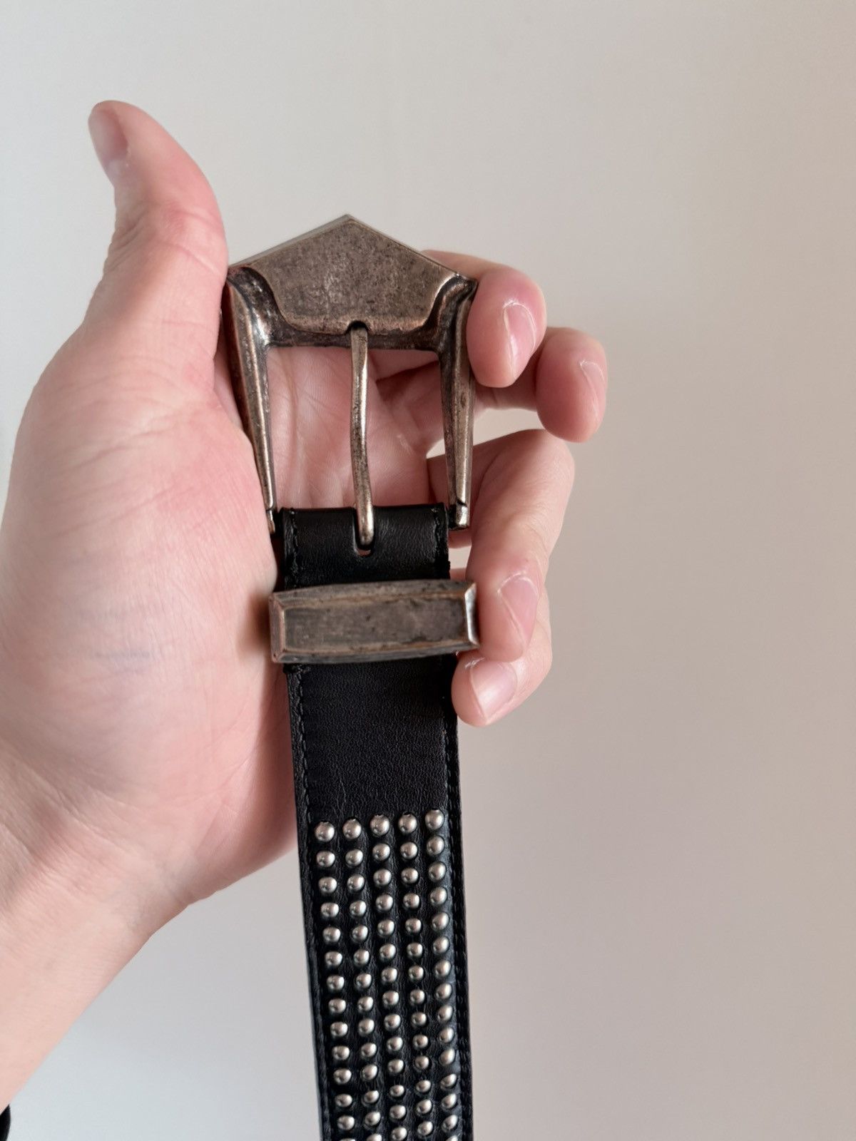 Balmain Balmain Studded Western Leather Belt Black Full Stud Size 34 - 2 Thumbnail