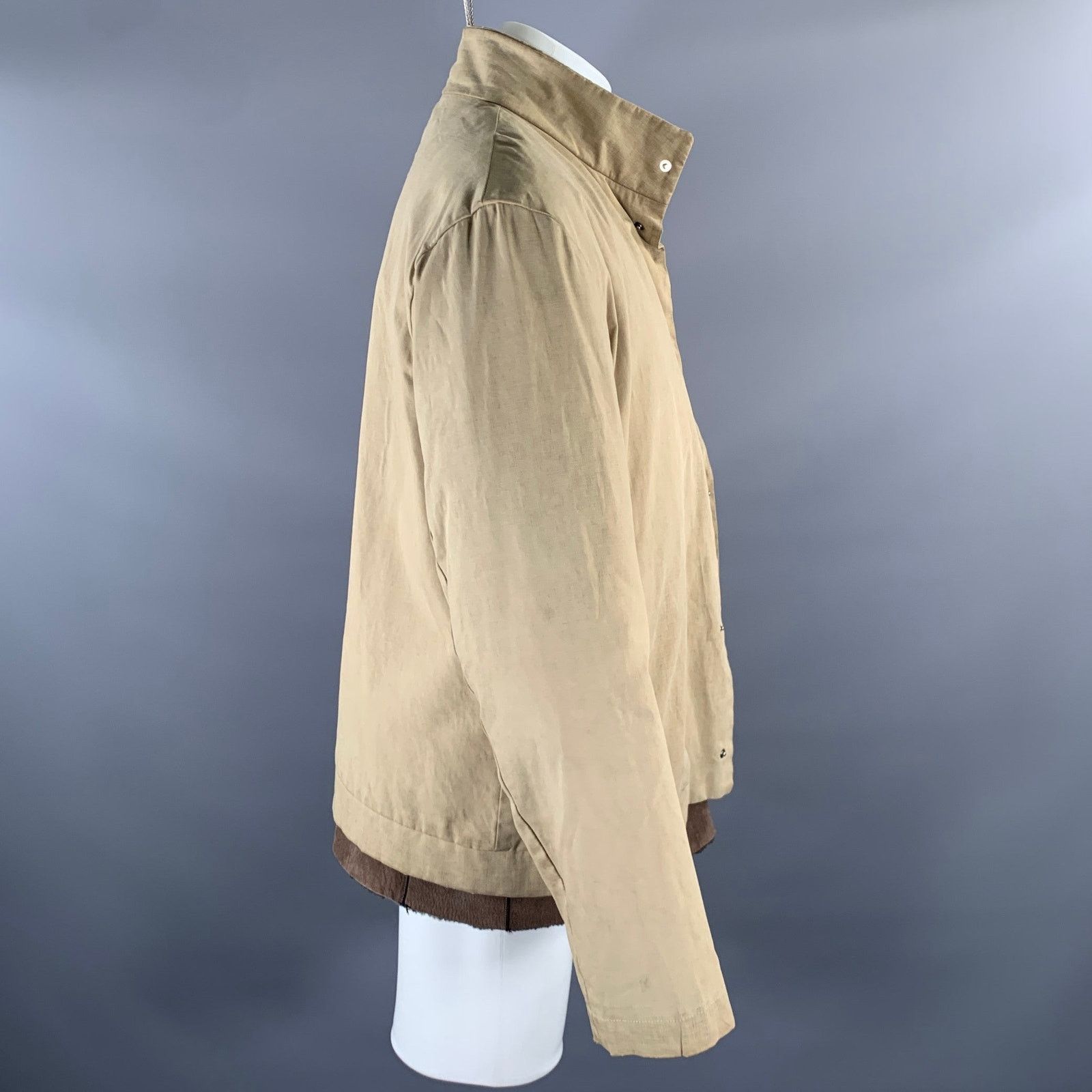 Jil Sander JIL SANDER Size M Beige Brown Cotton Layered Suede Jacket Size US M / EU 48-50 / 2 - 3 Thumbnail