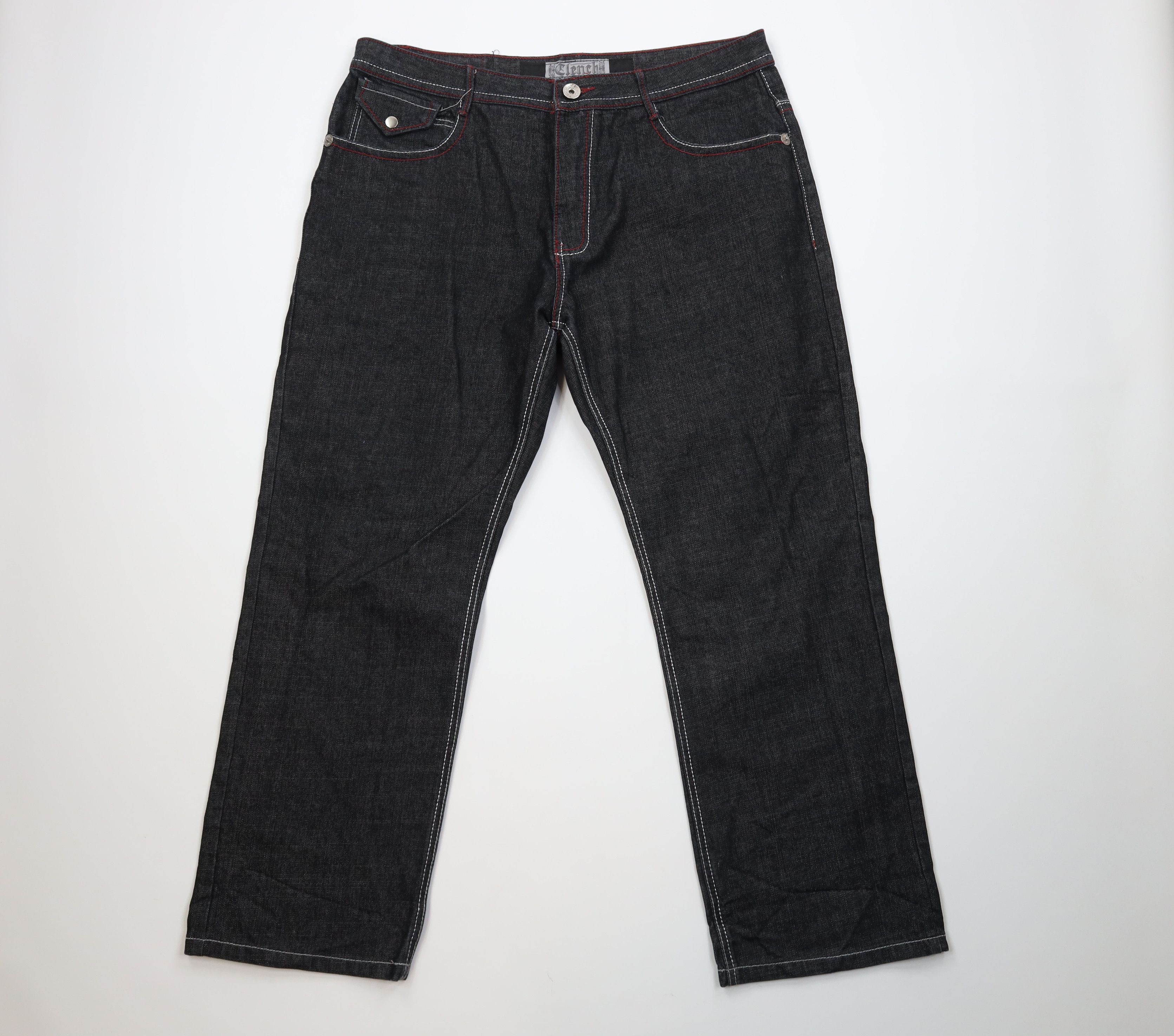 Vintage Y2K Streetwear UFC MMA Wide Leg Denim Jeans Black