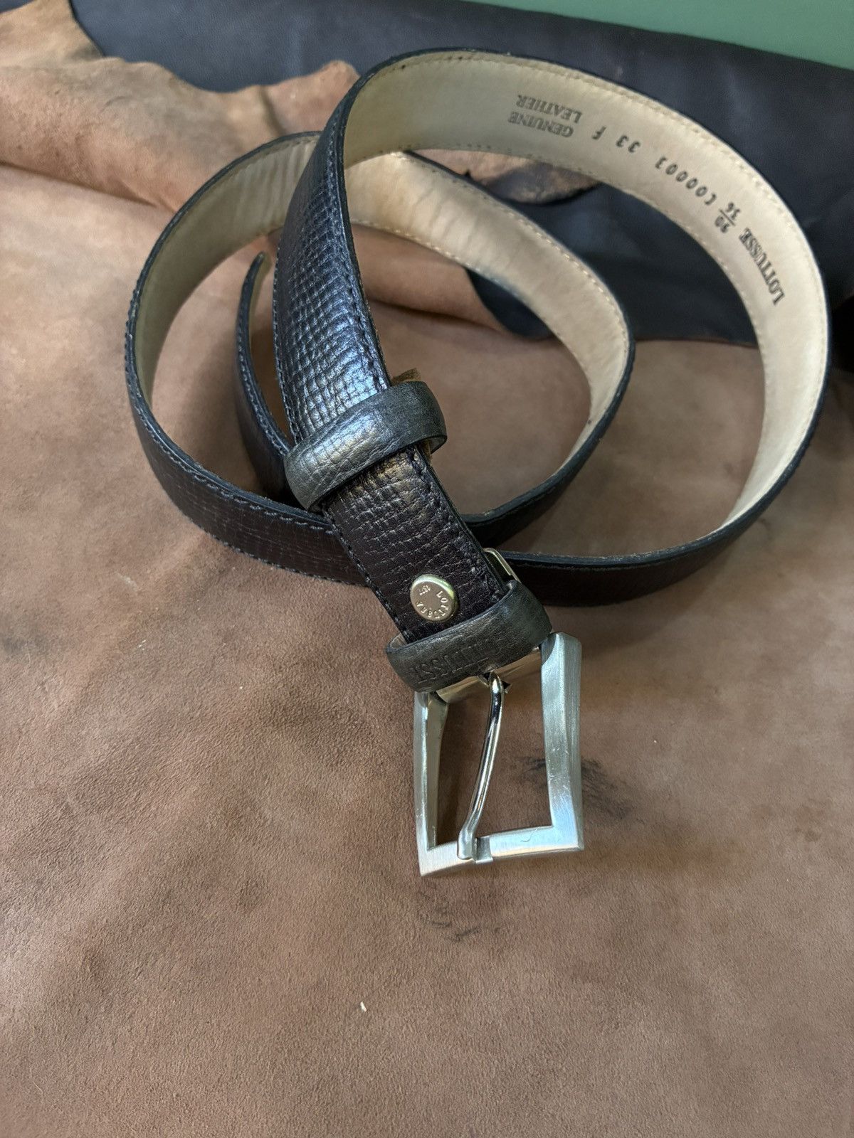 Other LOTTUSSE black grained leather made in spain dress belt Size 36 - 6 Thumbnail