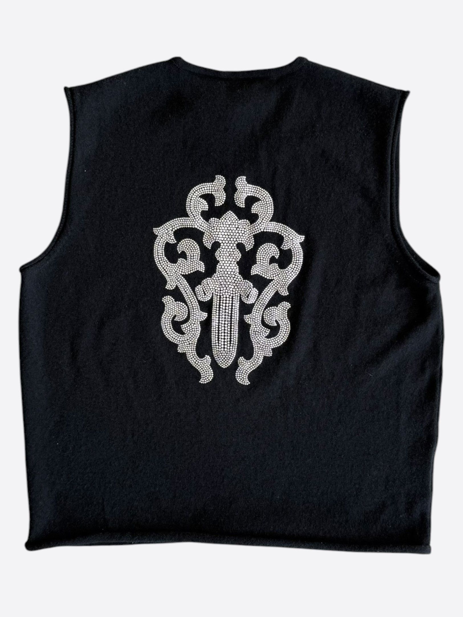 Chrome Hearts Chrome Hearts Black Dagger Rhinestone Cashmere Women's Vest Size L / US 10 / IT 46 - 1 Thumbnail