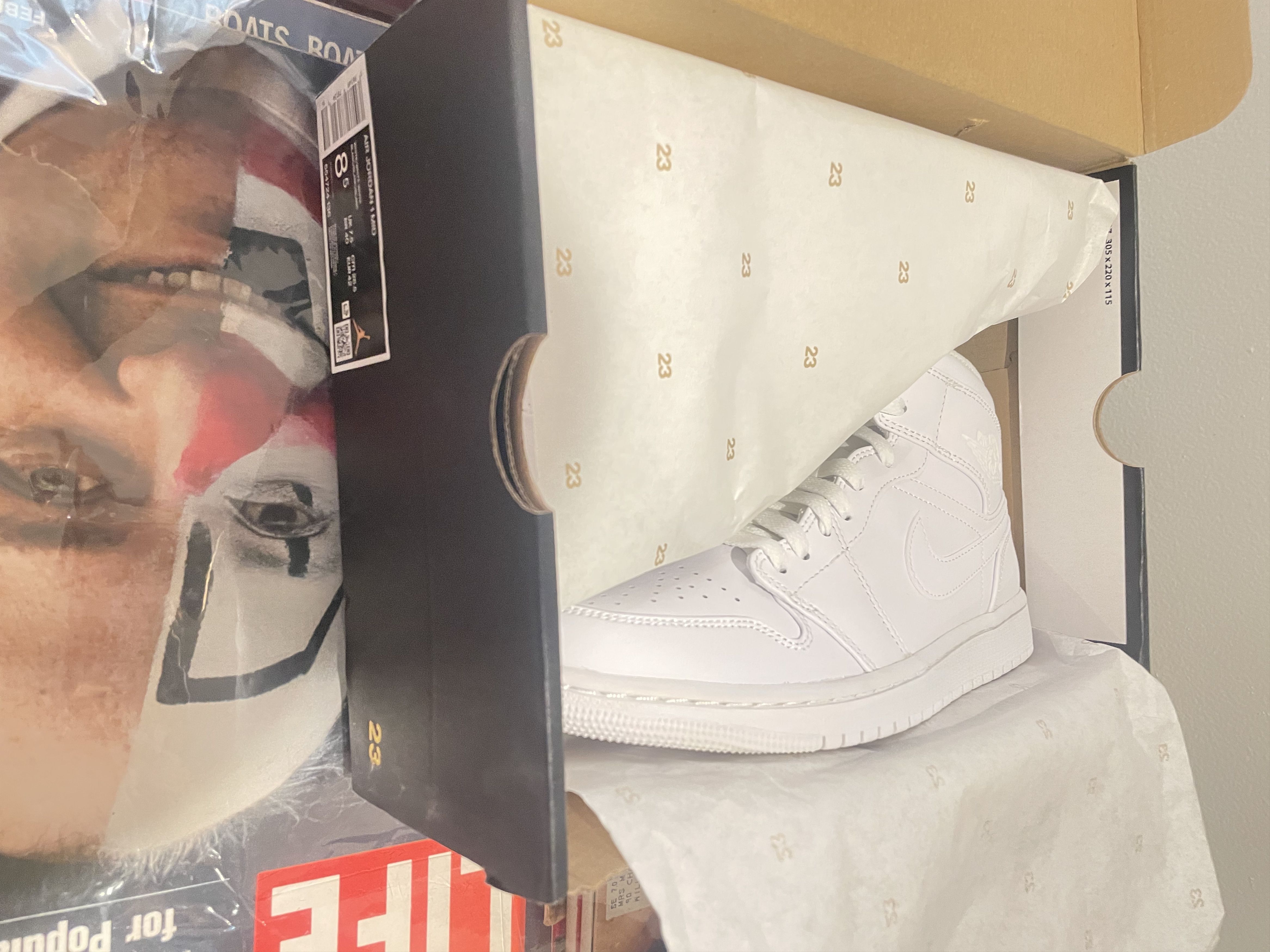 Jordan Brand Air Jordan 1 Mid Triple White Size US 8.5 / EU 41-42 - 3 Thumbnail