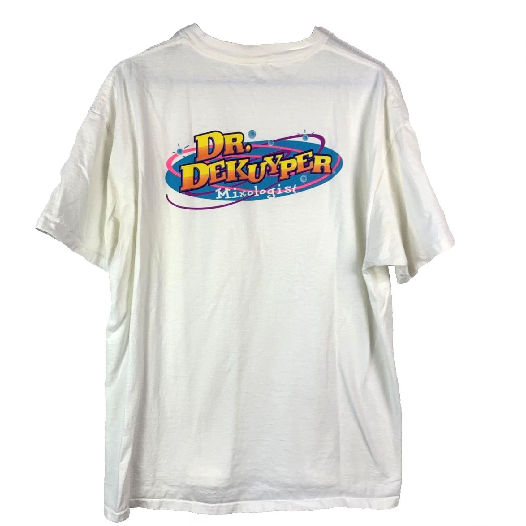 Vintage VINTAGE PowerPro Dr Dekuyper Mixologist Cotton Tee T-Shirt XL White Unisex Adults Short Sleeve Crew Neck 100% Cotton Graphic Print Mens Womens Size US XXL / EU 58 / 5 - 5 Thumbnail