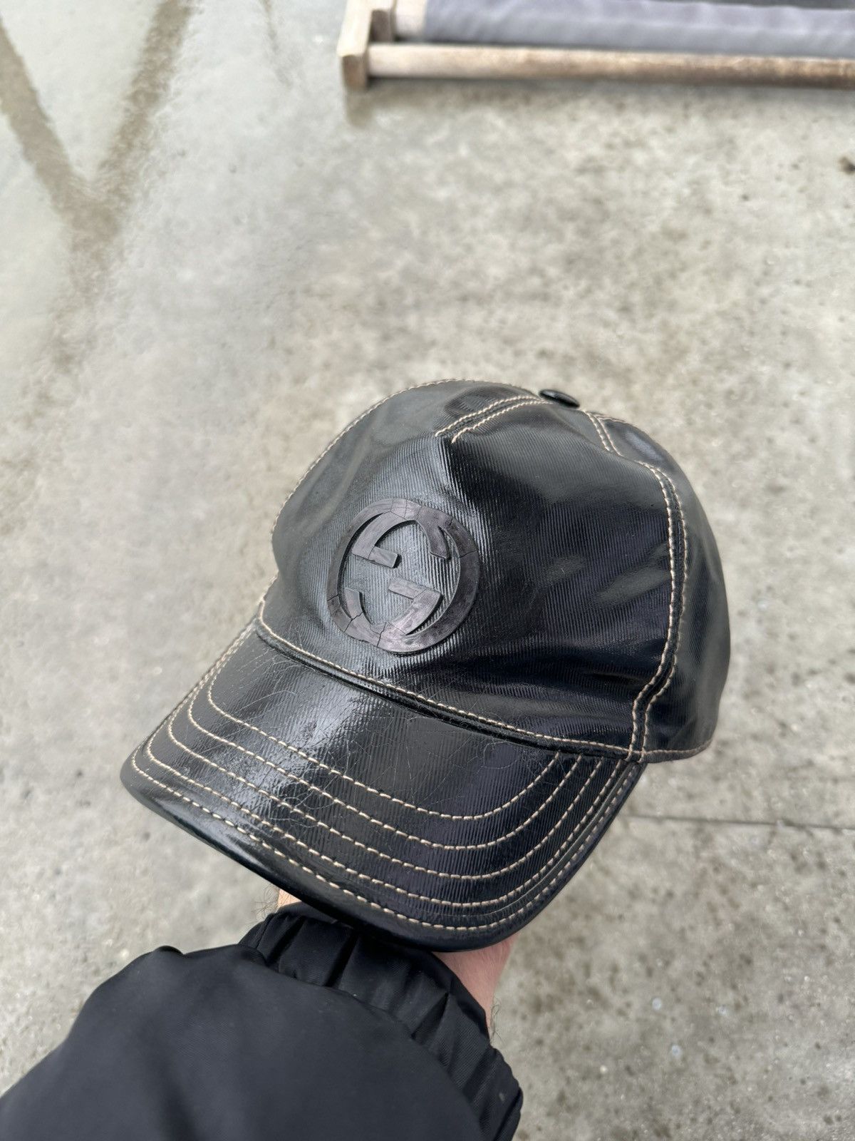 Designer × Gucci × Vintage Vintage Gucci Leather Cap Rare hype designer Size ONE SIZE - 2 Thumbnail
