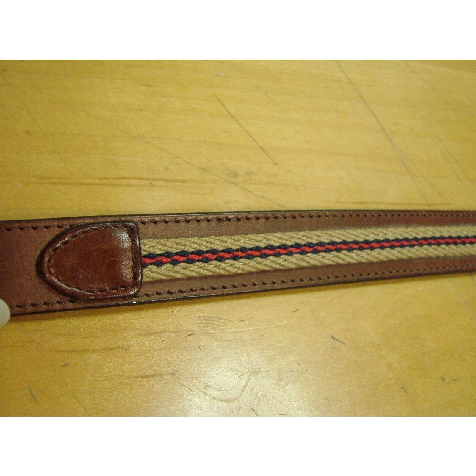 Vintage LeeGin Mens Belt Sz 32 Dress Brown Genuine Leather Fabric Co