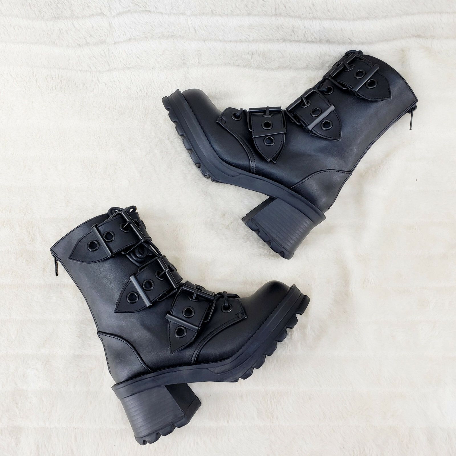 Demonia Cult DEMONIA Bratty 118 Buckle Strap Biker Goth Punk Lace Up Ankl Size US 10 / IT 40 - 7 Thumbnail