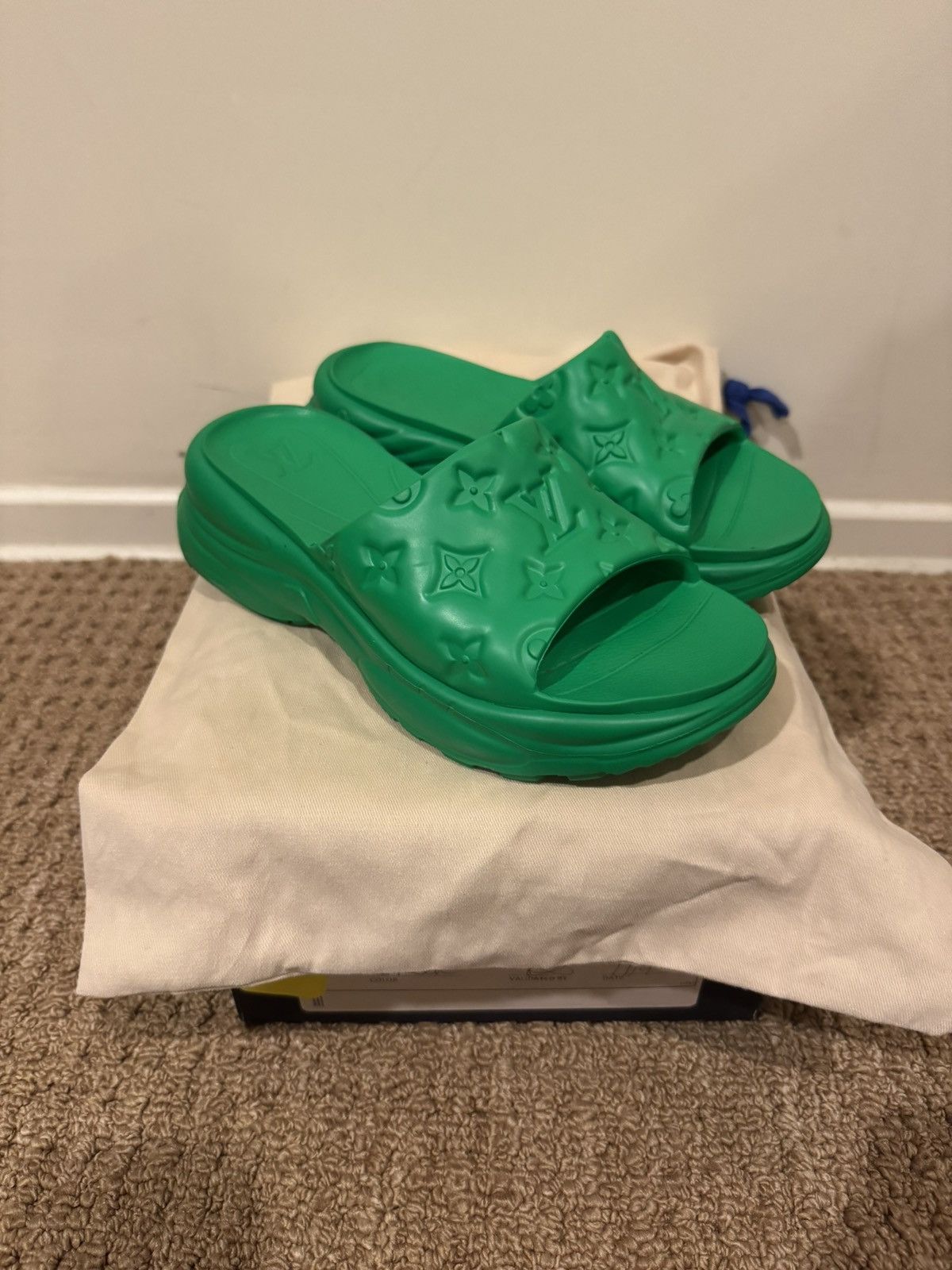 Louis Vuitton Louis Vuitton Pool 55 Flat Comfort Mule In Green Size US 6 / IT 36 - 2 Thumbnail