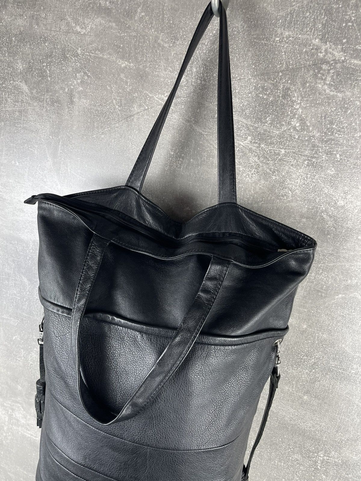 Vintage WVBelt Genuine Leather Large Tote Shoulder Bag Black Size ONE SIZE - 4 Thumbnail