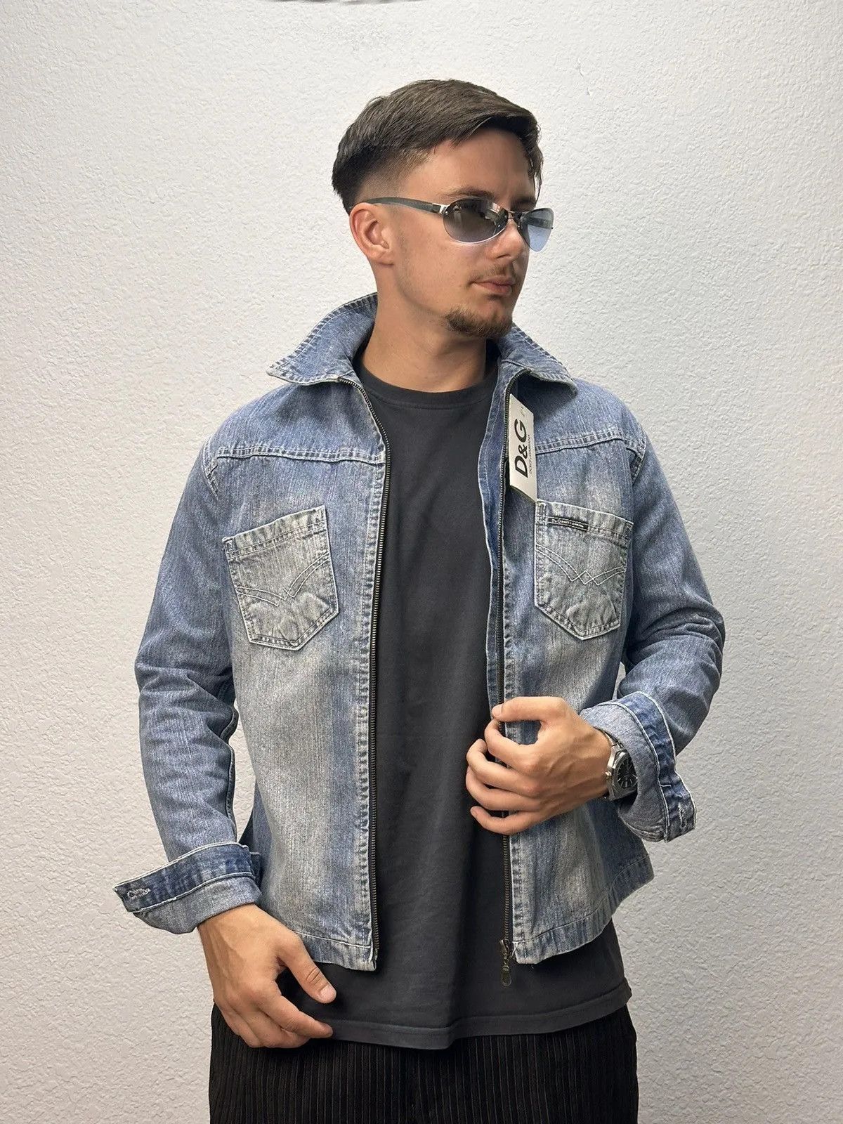 Dolce & Gabbana Vintage Dolce Gabbana Denim Jacket Leather Diesel style Punk Size US S / EU 44-46 / 1 - 4 Thumbnail