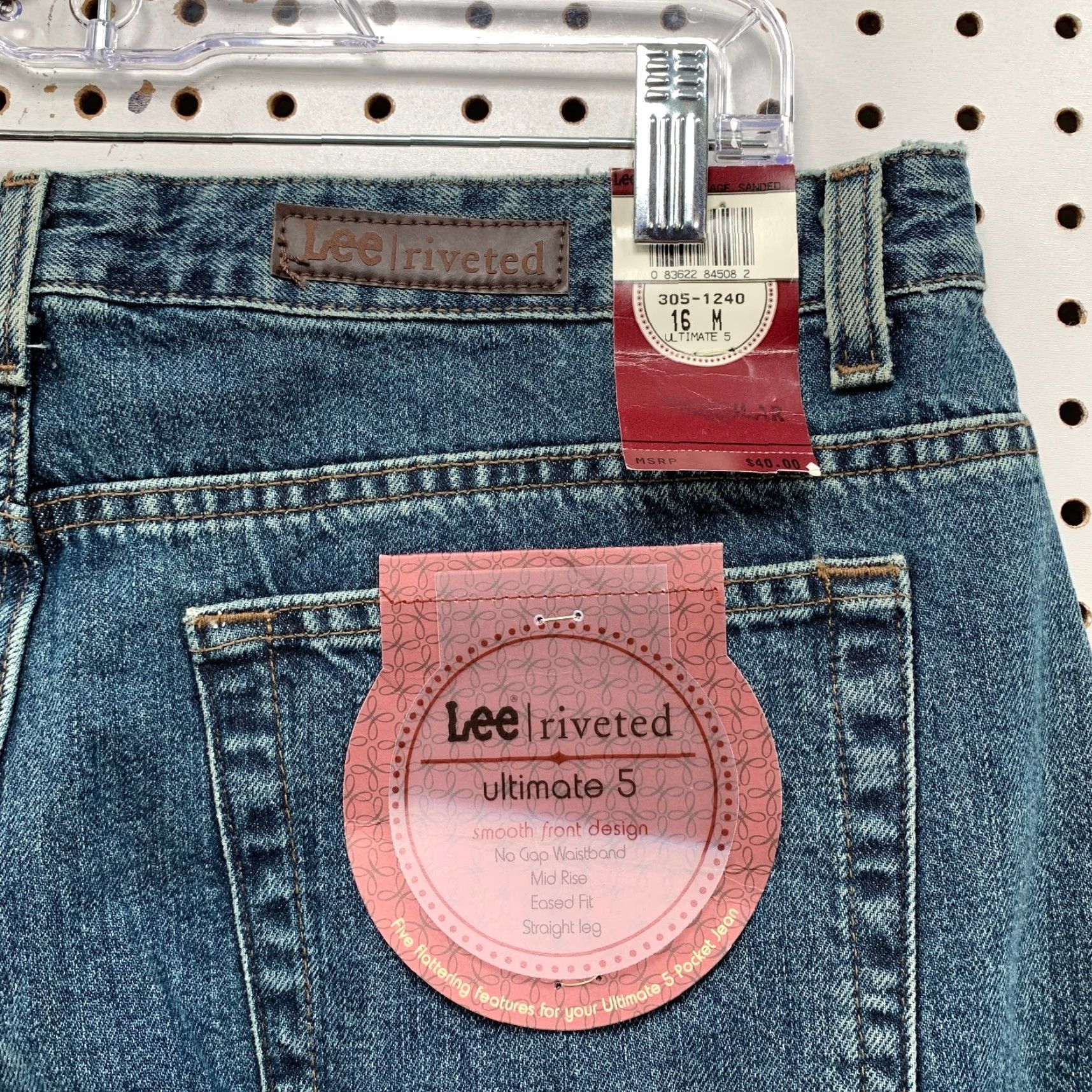Lee Lee Riveted Jeans Womens Size 16 Mid Rise Straight Leg 5 Pocket Denim 36x32 Blue 100% Cotton Jeans 90s Theme - Womens Size 38" / US 16 / IT 52 - 5 Thumbnail