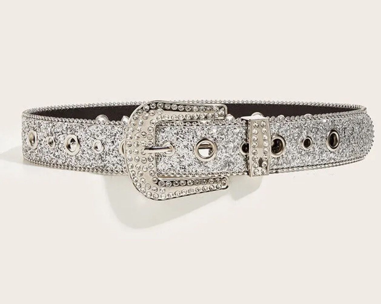 Leather Rhinestone PU Leather Belt Size ONE SIZE - 1 Thumbnail