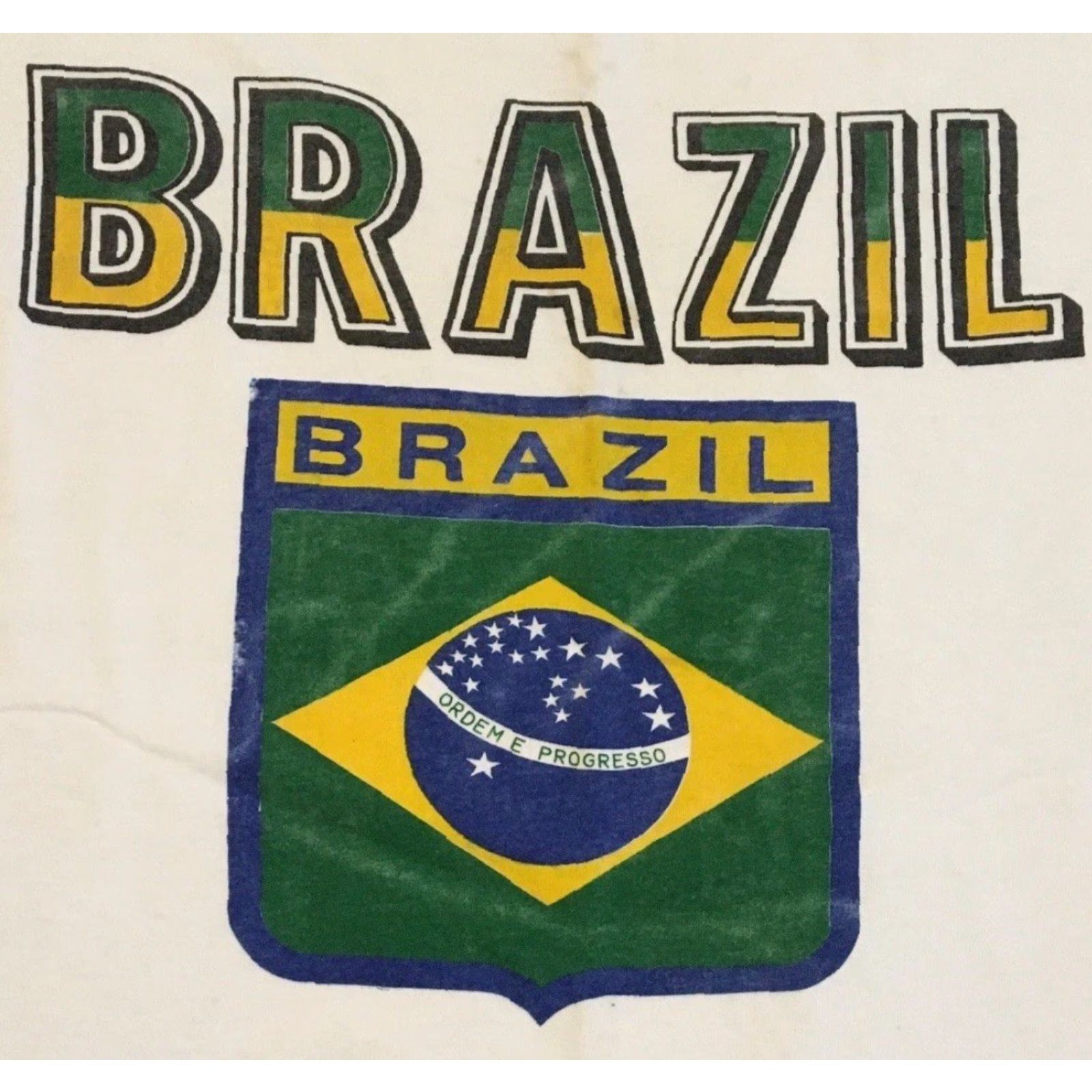 Vintage VINTAGE Brazil Flag Faded Distressed Shirt S Mens 90s Grunge Football Soccer White - 80s 90s USA Sailing Surf Rock College Fútbol Size US S / EU 44-46 / 1 - 2 Thumbnail
