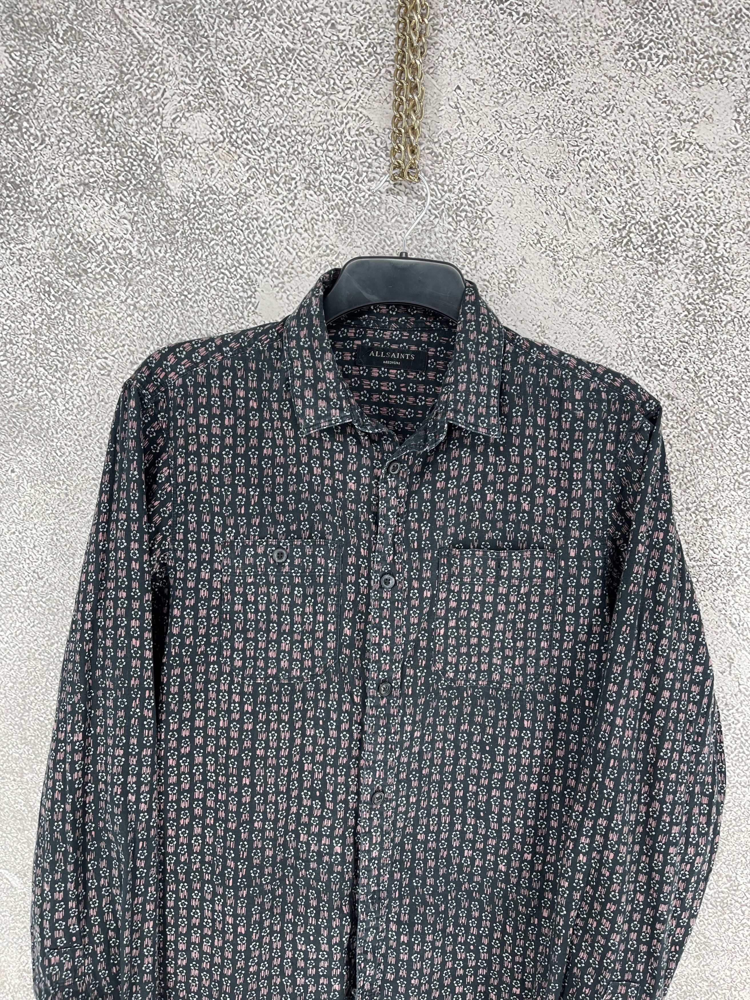 Allsaints AllSaints Gray Button Up Floral Geometric All Over Print Size US M / EU 48-50 / 2 - 6 Thumbnail