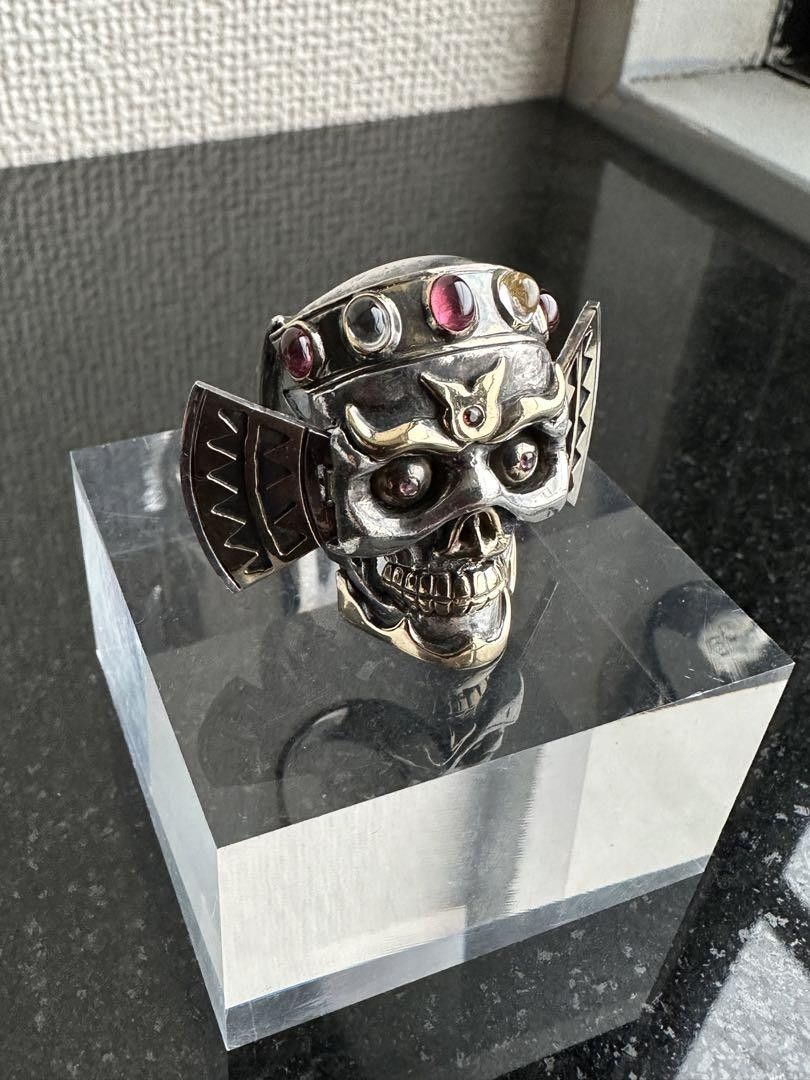 image of Undercover Magical Stones Skull Ring in Silver, Men's