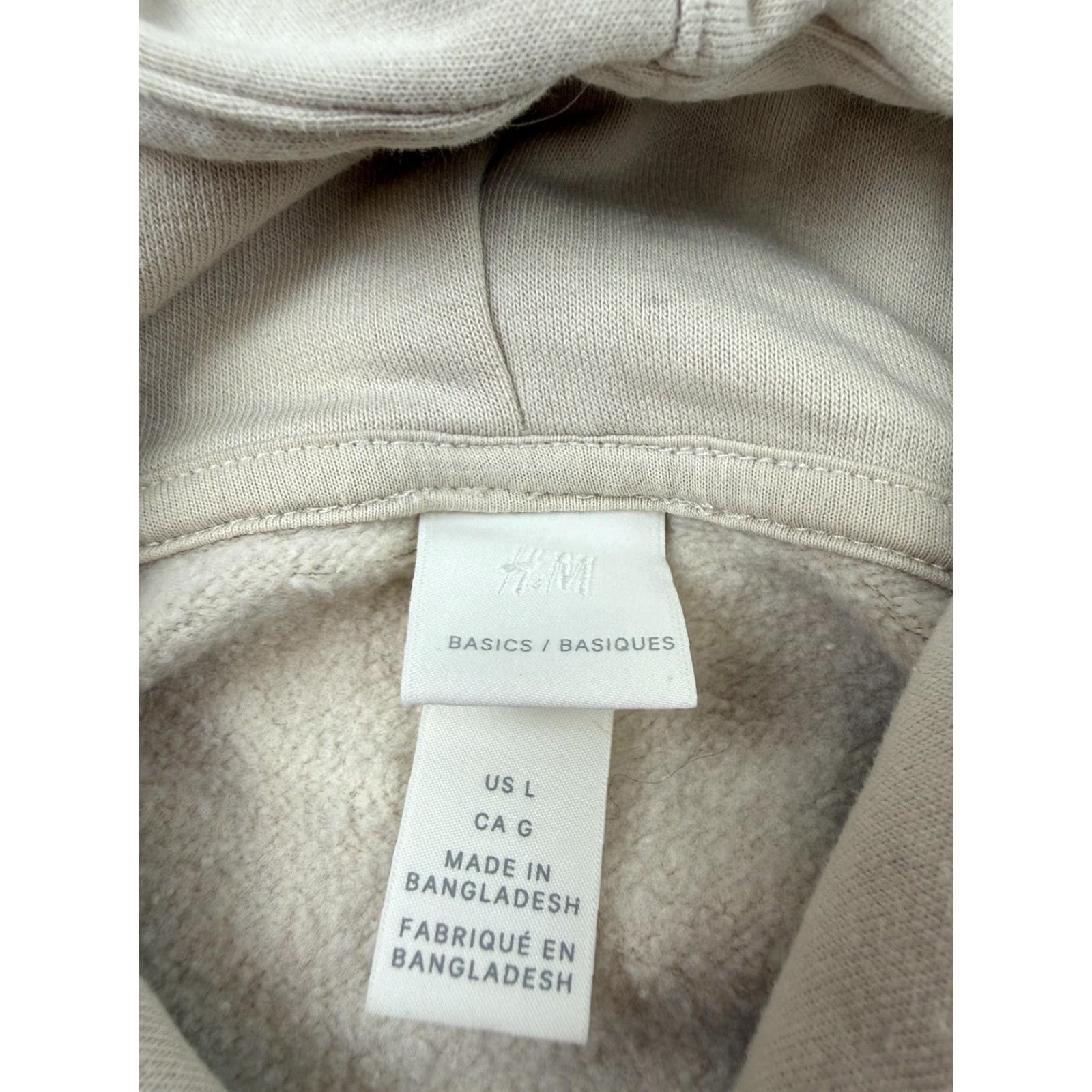 H&M H&M Hoodie Womens Large Beige Fleece Pullover Sweatshirt Basics Solid Casual Size L / US 10 / IT 46 - 4 Thumbnail