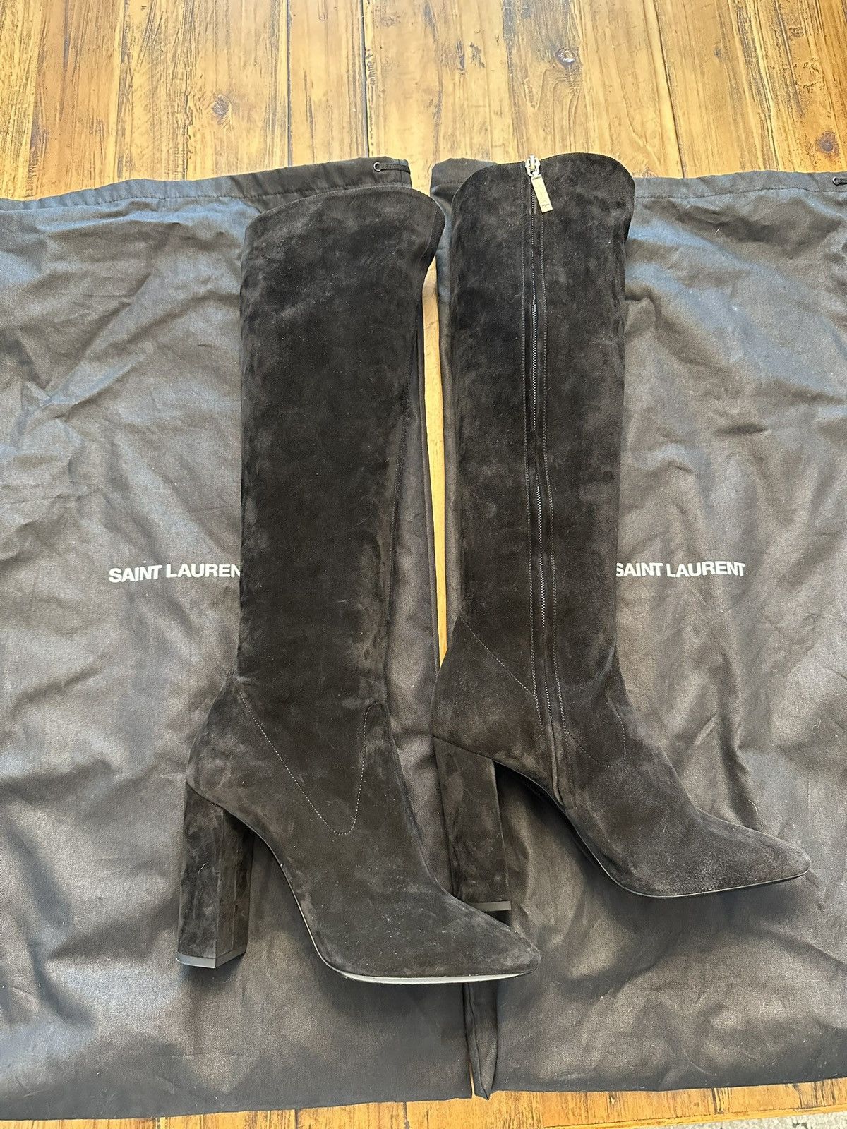 Saint Laurent Paris Saint Laurent Black Suede Knee High Boots EU 39 US 8.5 Size US 8.5 / IT 38.5 - 1 Thumbnail