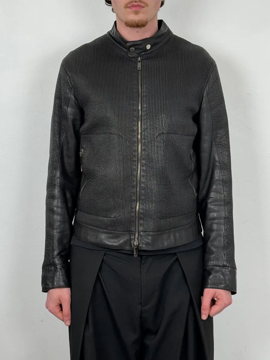 Emporio Armani AW2005 Emporio Armani Biker Black Lines Leather Jacket Size US M / EU 48-50 / 2 - 2 Thumbnail