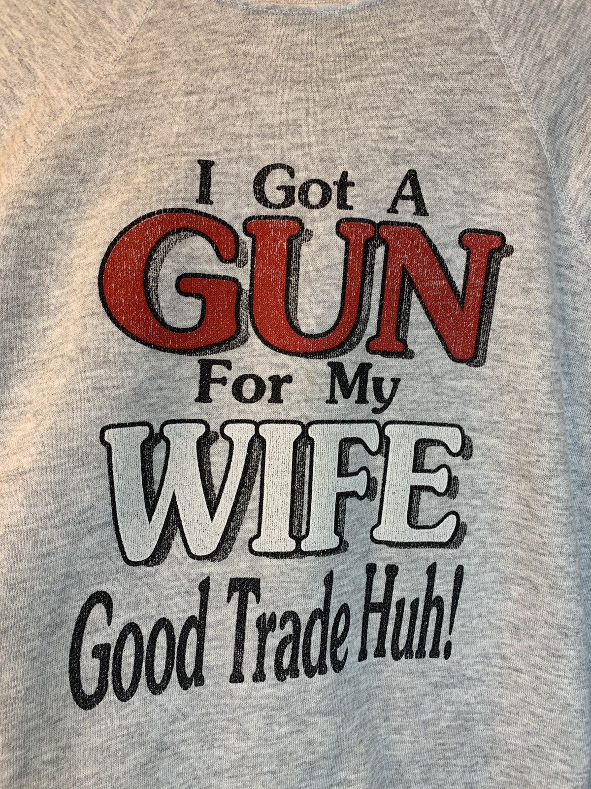 Vintage *RARE* Vintage 80’s I Got A Gun For My Wife Funny Sweatshirt Size US L / EU 52-54 / 3 - 2 Thumbnail
