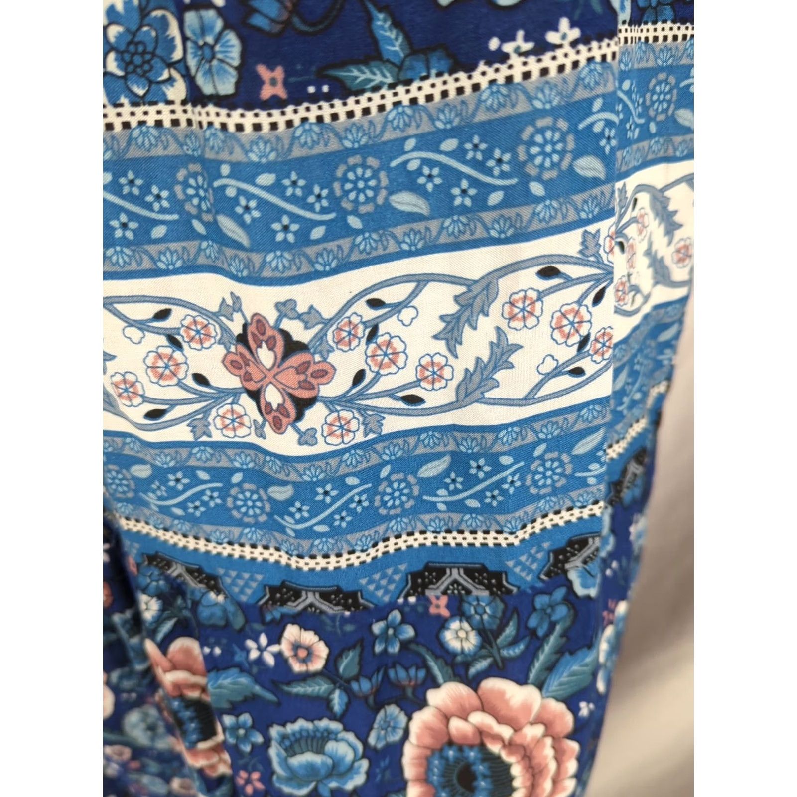Vintage Kindred Maxi Dress S Blue Floral Smocked Puff Sleeve Square Neck Pulloverempire Waist Boho 60s 70s 80s 90s Beach Holiday Wedding Spring Summer Women Size S / US 4 / IT 40 - 6 Thumbnail