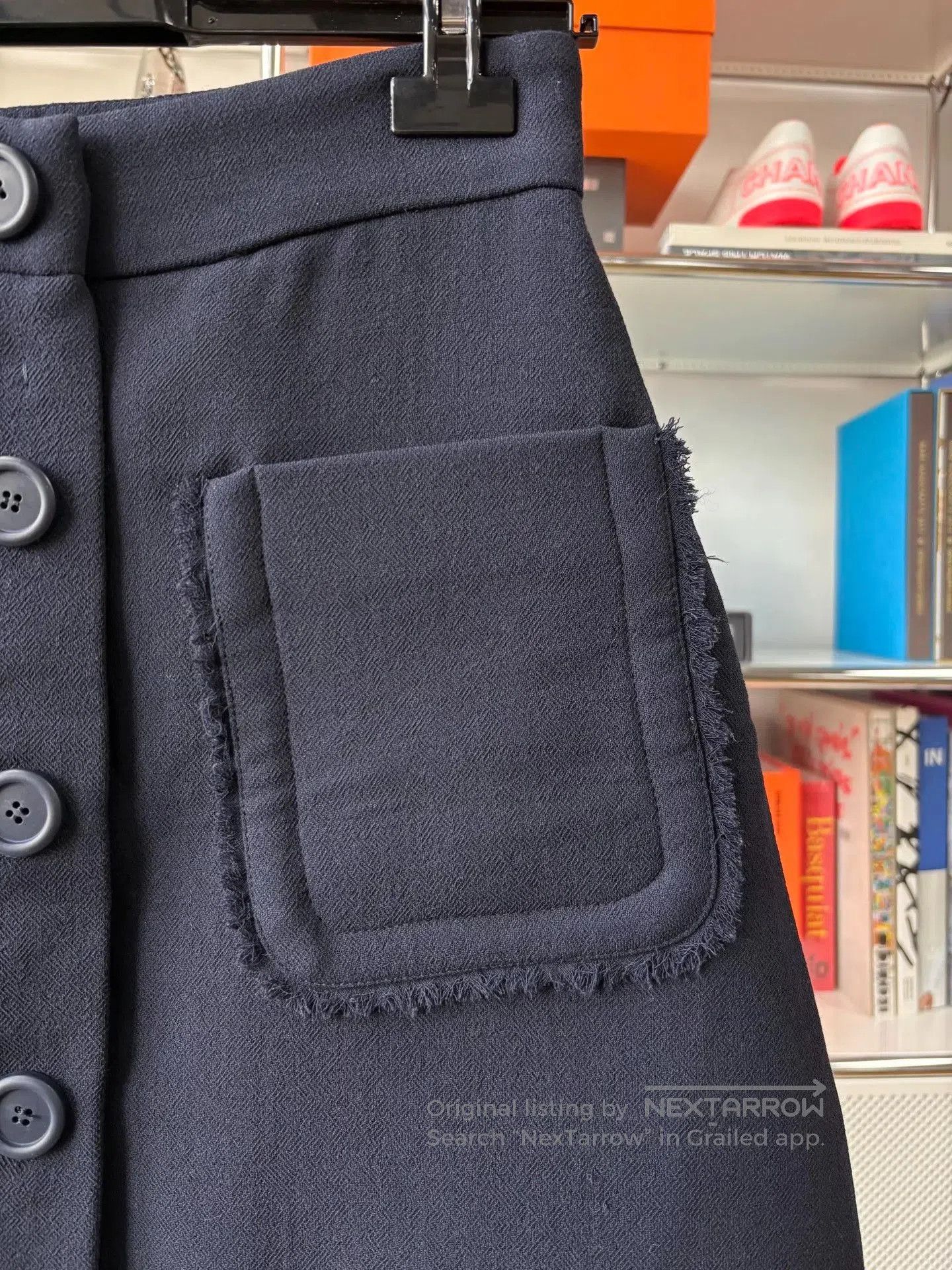 Miu Miu Miumiu Navy Wool A-Line Skirt IT42. Size 41" - 4 Thumbnail