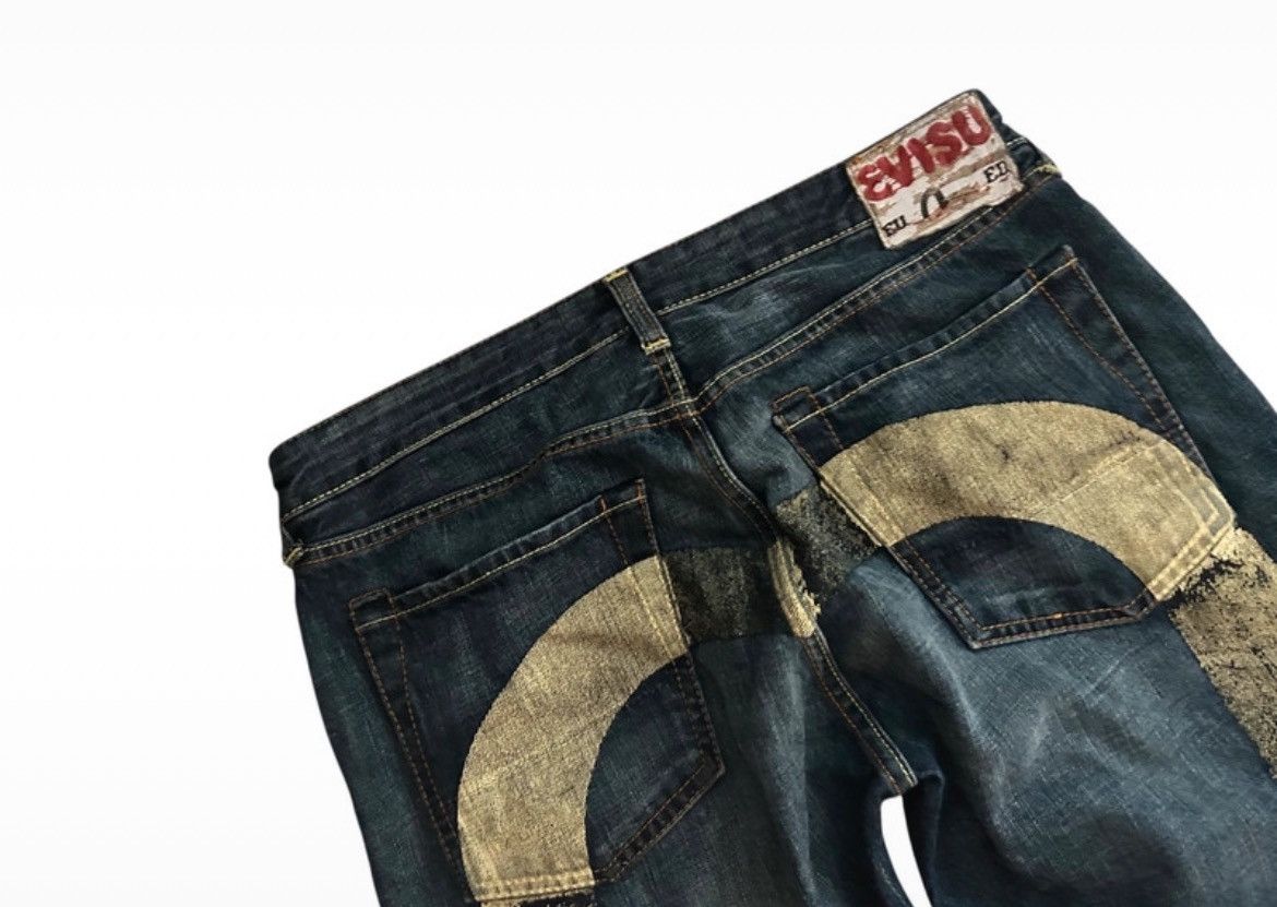 Evisu Vintage Y2K Evisu big logo jeans distressed shorts denim Size US 36 / EU 52 - 3 Thumbnail