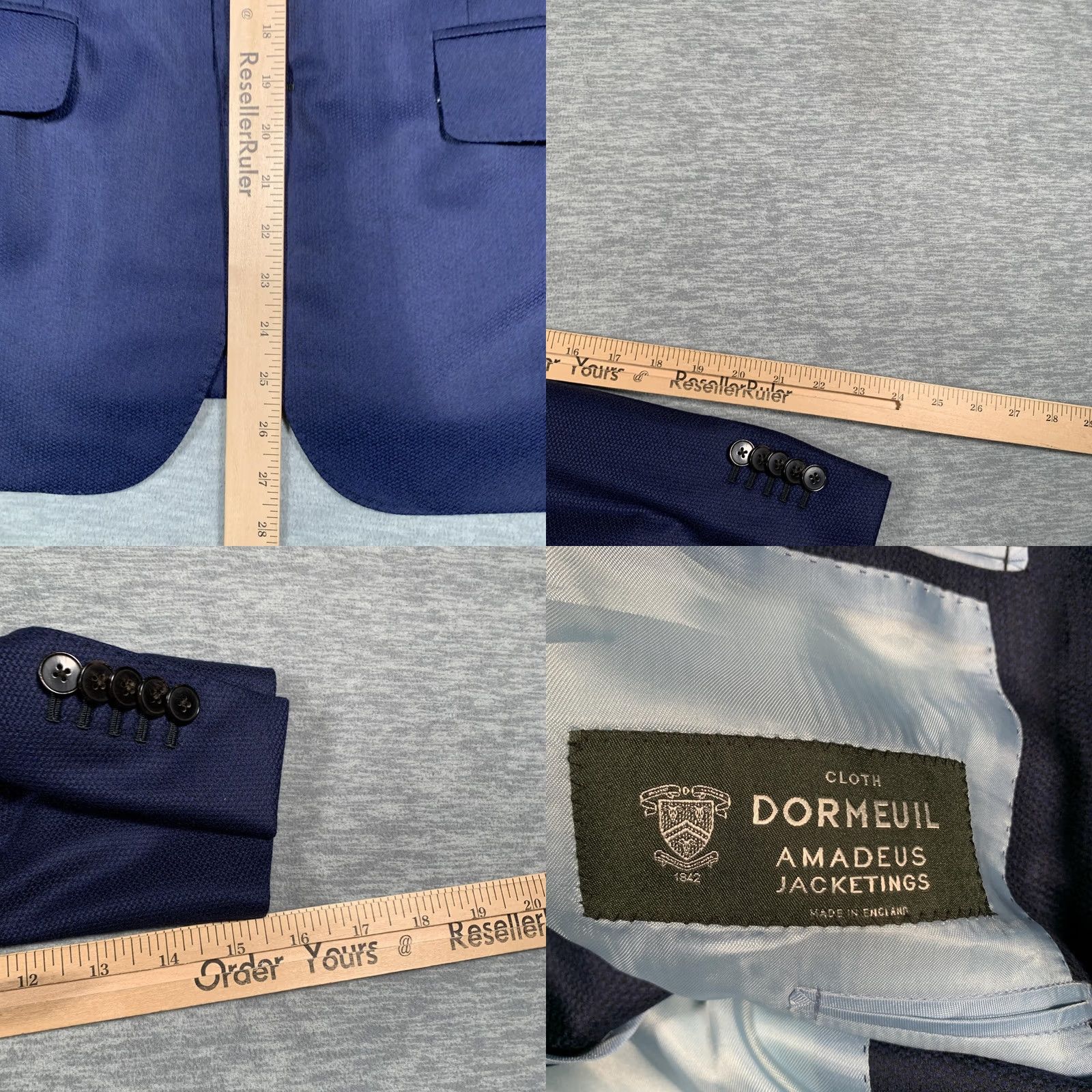Vintage Dormeuil Amadeus Jacket Blazer Mens Medium Navy Blue Wool Two Button England Size 40R - 8 Thumbnail