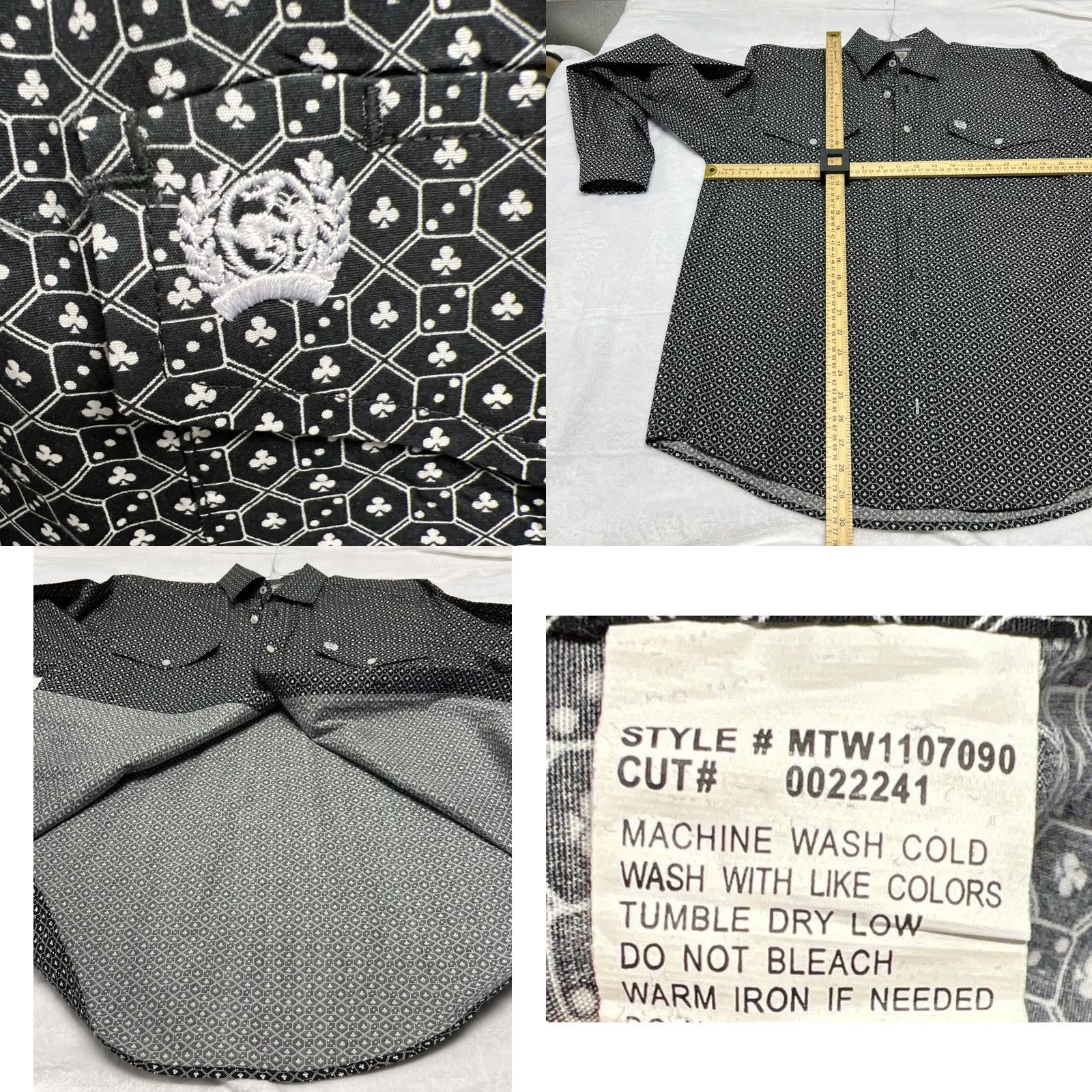 Vintage CINCH Western Snap Shirt Men S Black Geometric Pearl Snap Cowboy Shirt Size US S / EU 44-46 / 1 - 8 Thumbnail