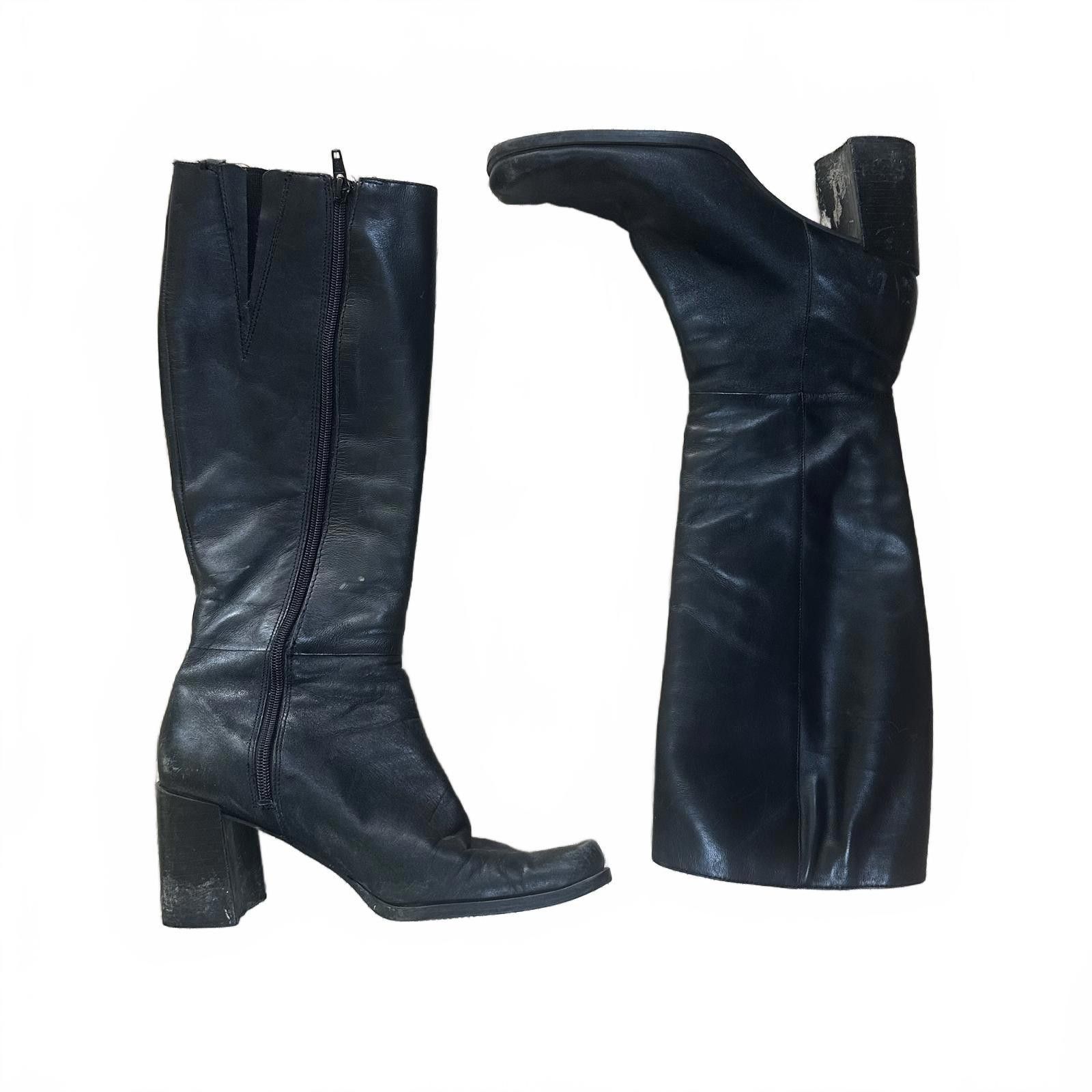 Unknown London Women's Heeled Boots Black Leather 7 Vintage Size US 7 / IT 37 - 1 Thumbnail