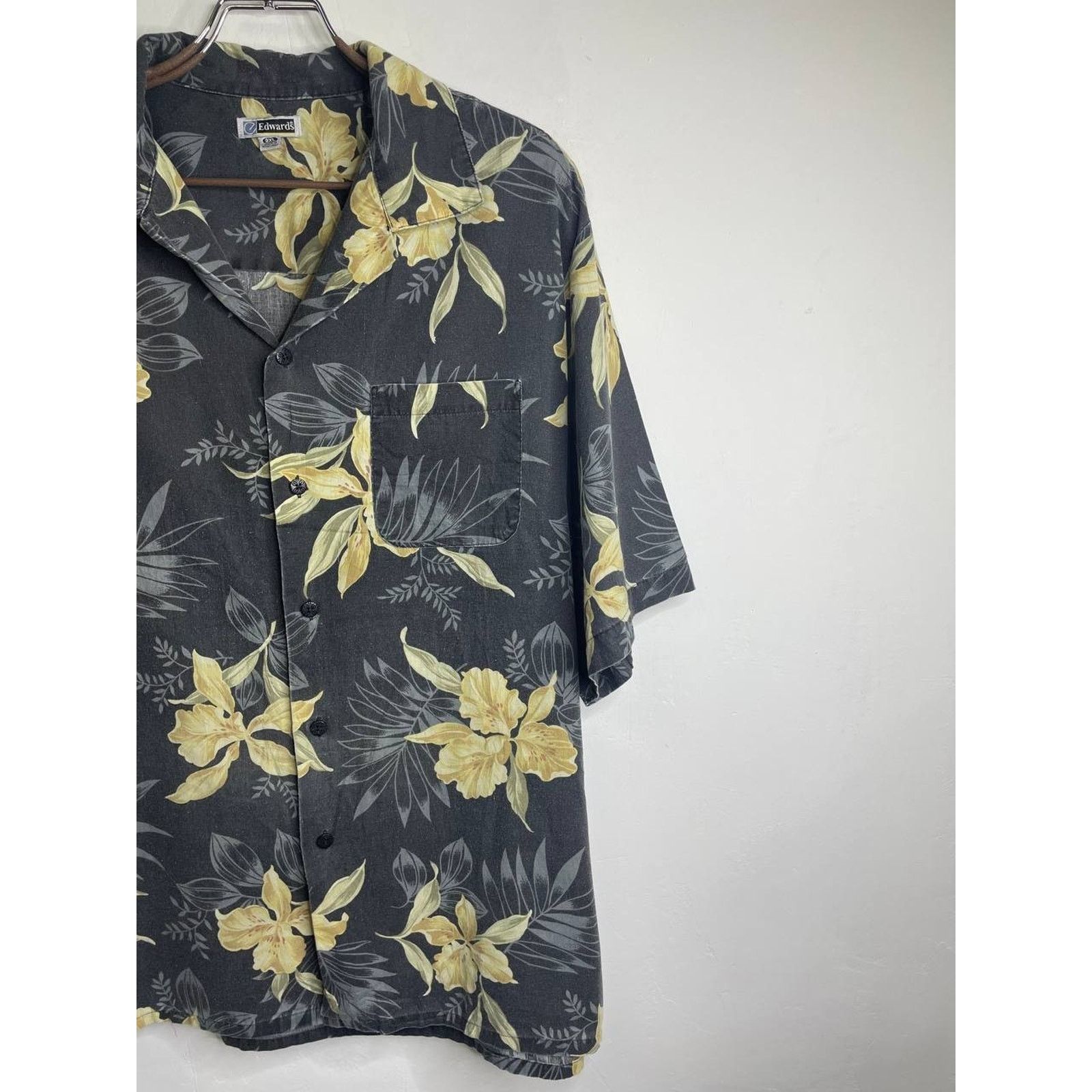 Vintage Vintage Edwards Hawaiian Shirt 2XL Black Yellow Floral Size US XXL / EU 58 / 5 - 5 Thumbnail