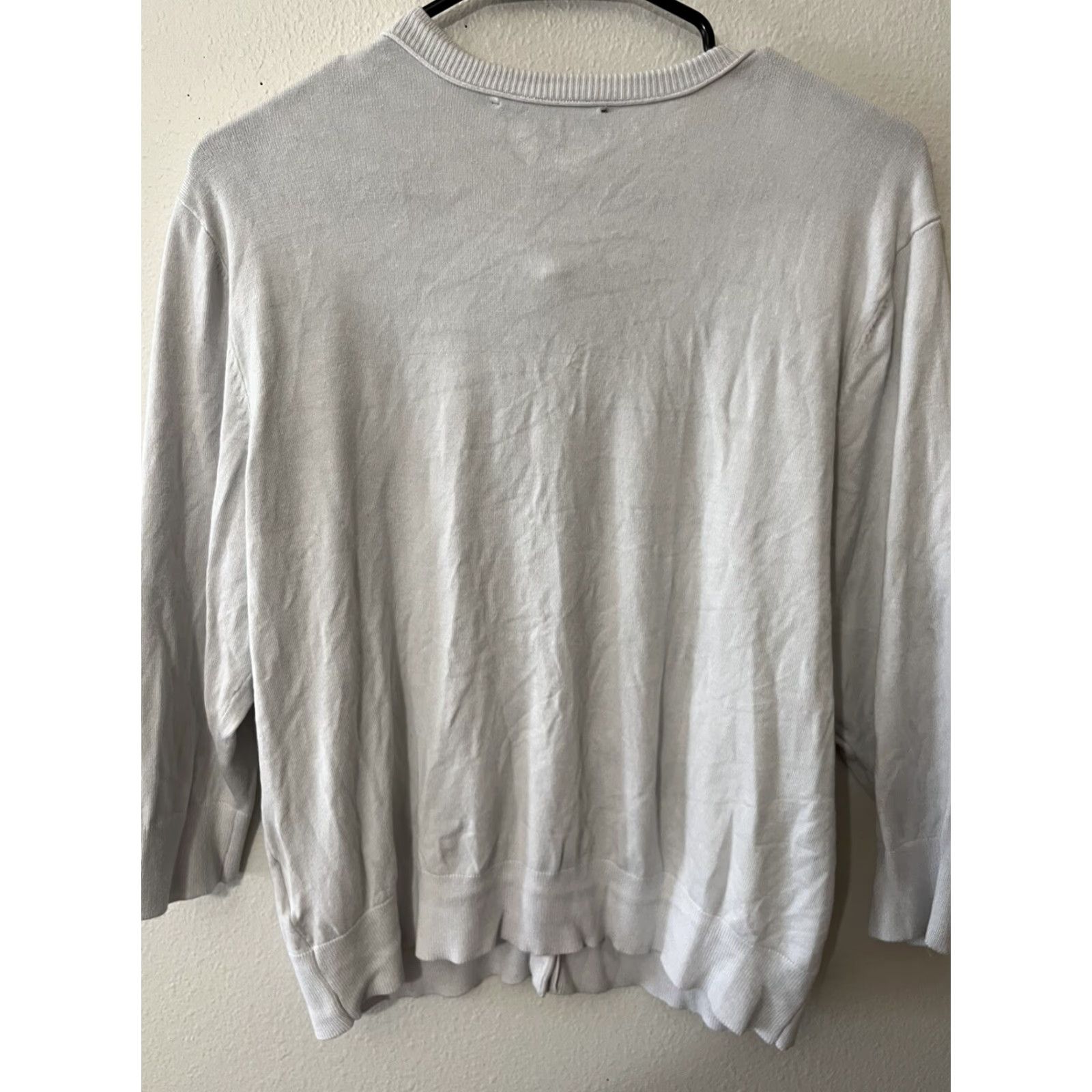 Ellen Tracy VINTAGE Ellen Tracy Cardigan Womens XL Ivory White 3/4 Sleeve Button Front Viscose Blend Women Clothing Size XL / US 12-14 / IT 48-50 - 2 Thumbnail