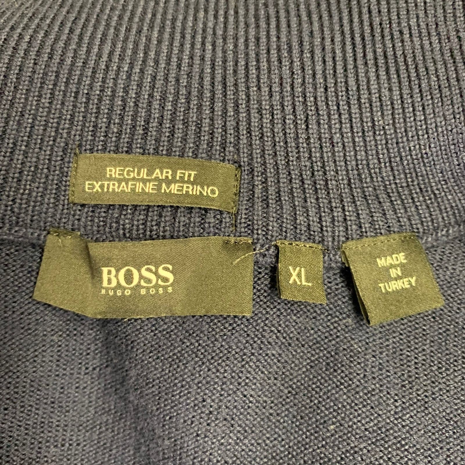 Hugo Boss HUGO BOSS Size XL Navy Knit Wool Zip Up Cardigan Size US XL / EU 56 / 4 - 5 Thumbnail