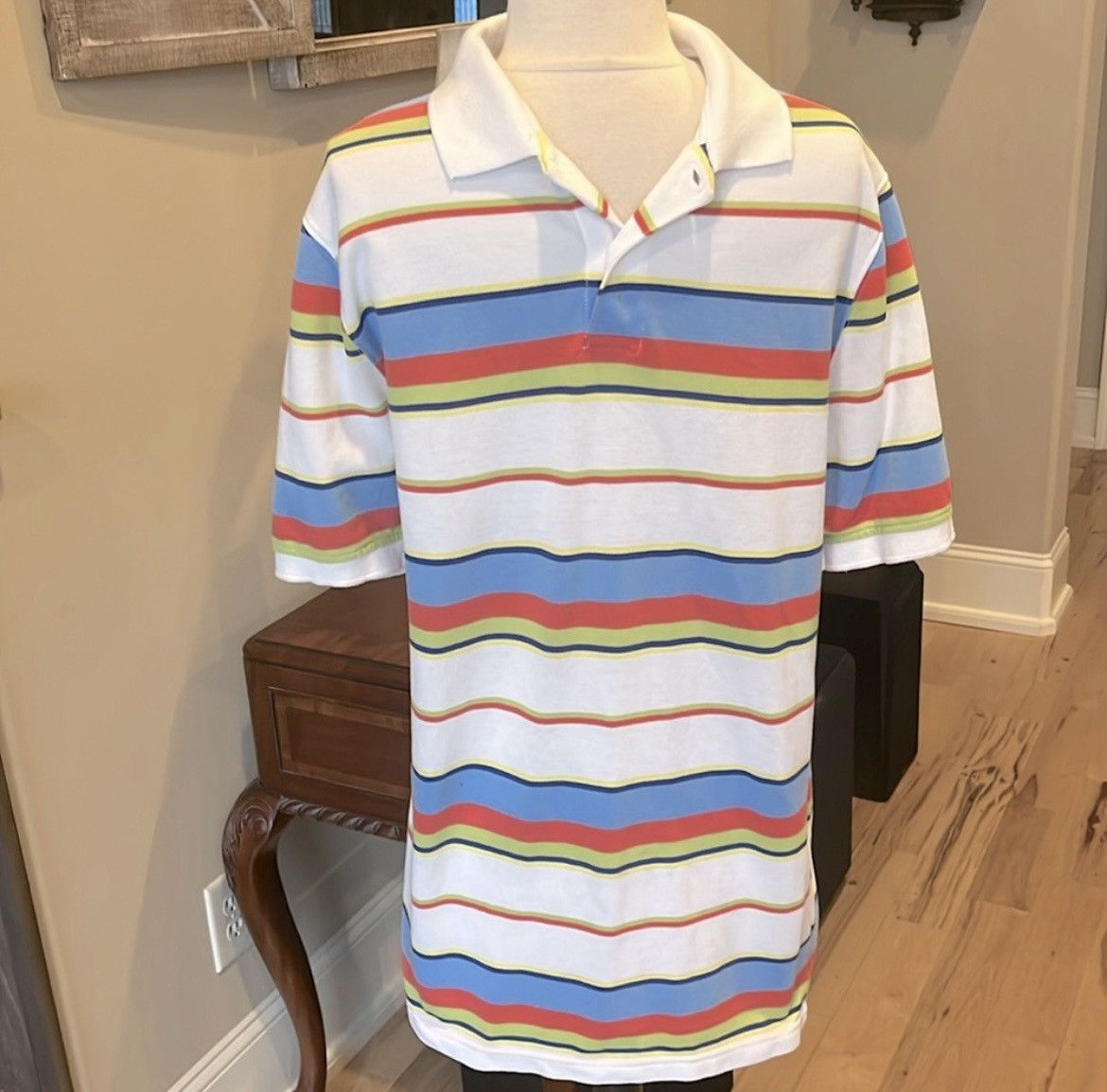 Saddlebred White Multicolor Striped Polo Short Sleeve Size US S / EU 44-46 / 1 - 6 Thumbnail