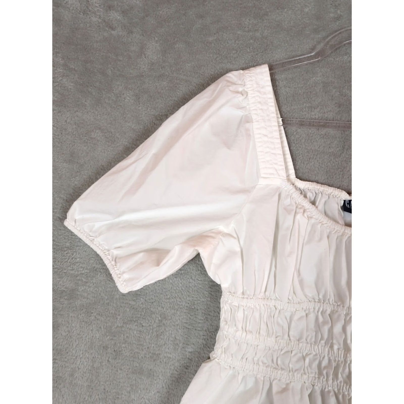 Gap Gap White Puff Sleeve Crop Top Blouse L Slim Casual Peasant Boho Cotton 100% Size L / US 10 / IT 46 - 2 Thumbnail
