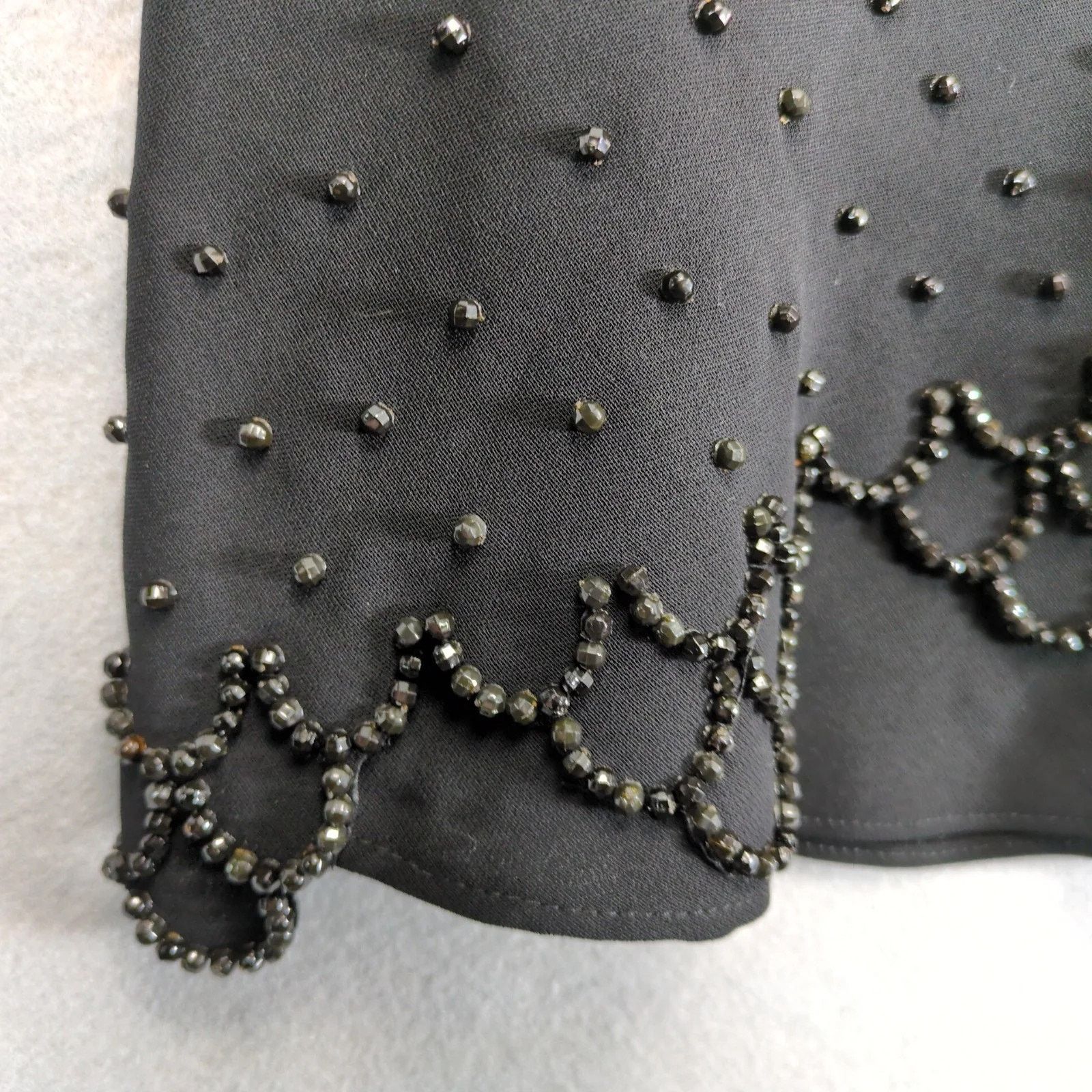 Vintage SL Fashions Black Asymmetric Beads Cocktail Evening Dress 10 Size L / US 10 / IT 46 - 8 Thumbnail