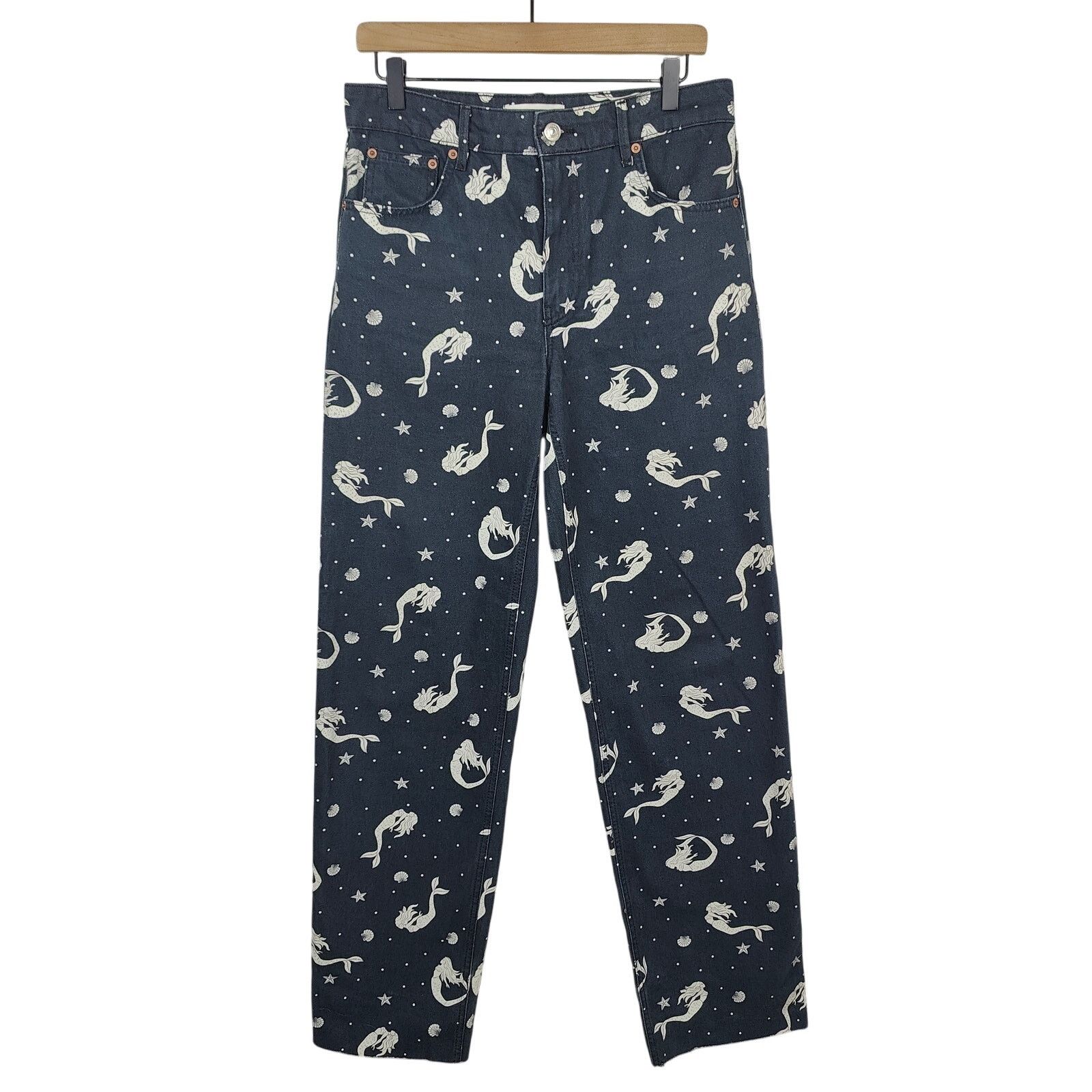 Zara Zara The Trevor Jeans Womens 6 Black Mermaid Print Straight Size 28" / US 6 / IT 42 - 1 Thumbnail