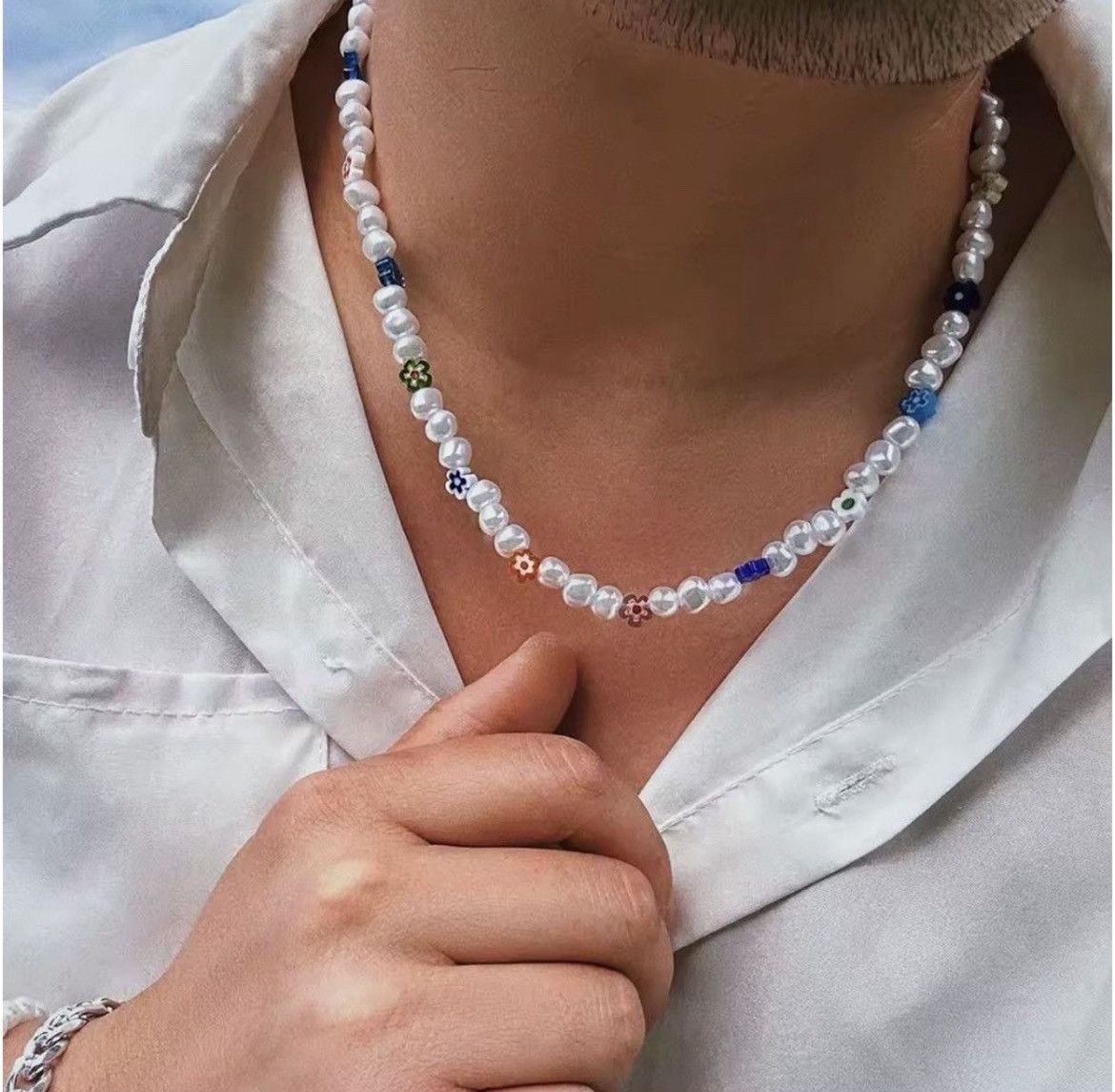 Jewelry Pearl Choker Flower Necklace Y2K Fashion Size ONE SIZE - 2 Thumbnail