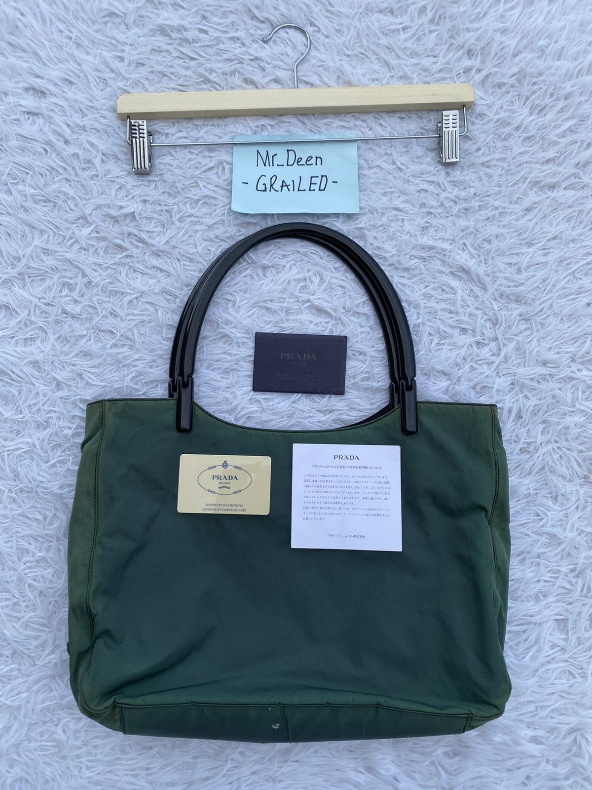 Avant Garde x Prada Vintage 1998 Prada 100% Authentic Tote Bag in Green, Women's