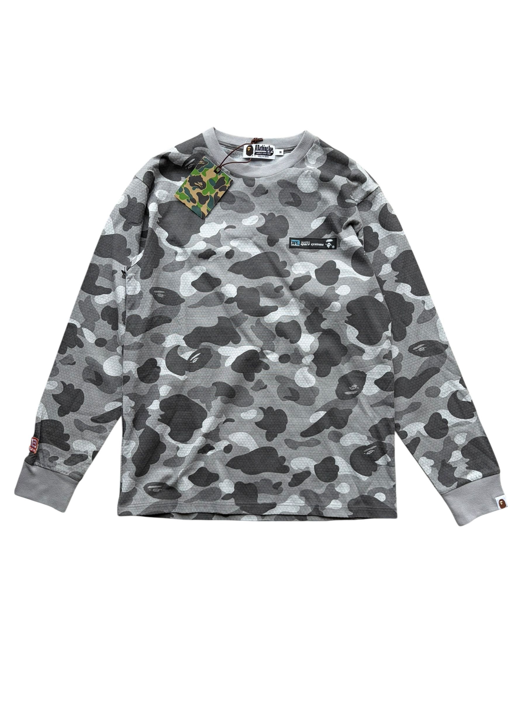 Bape Bape Grey Camo Honeycome Space System Longsleeve T-Shirt Size US M / EU 48-50 / 2 - 1 Thumbnail