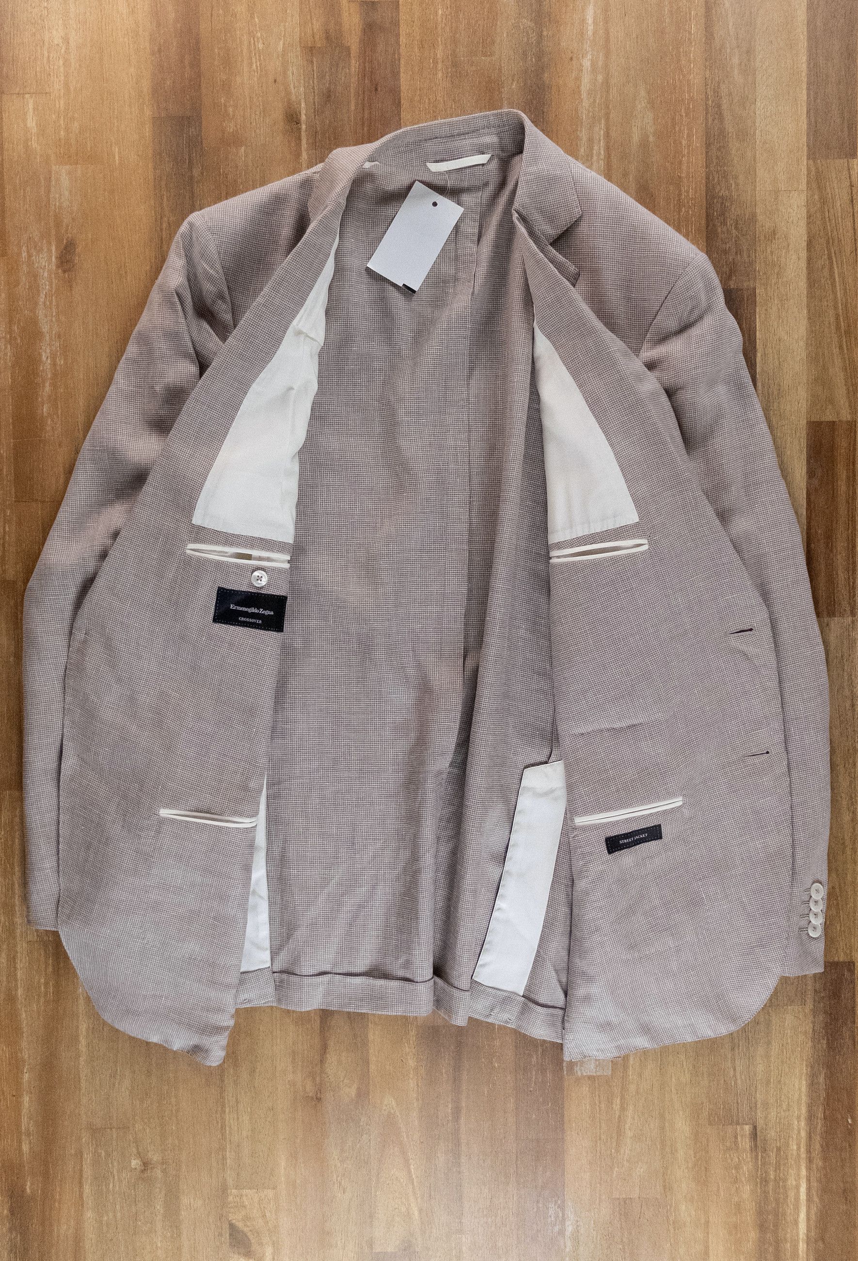 Ermenegildo Zegna ERMENEGILDO ZEGNA beige linen wool silk sportcoat jacket Size 46R - 7 Thumbnail