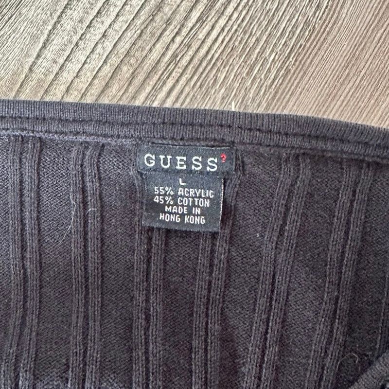 Guess guess black knit v neck long sleeve sweater Size L / US 10 / IT 46 - 3 Thumbnail