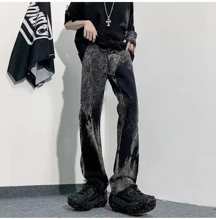 Japanese Brand Retro casual tie dyed raw edge jeans Size US 30 / EU 46 - 3 Thumbnail