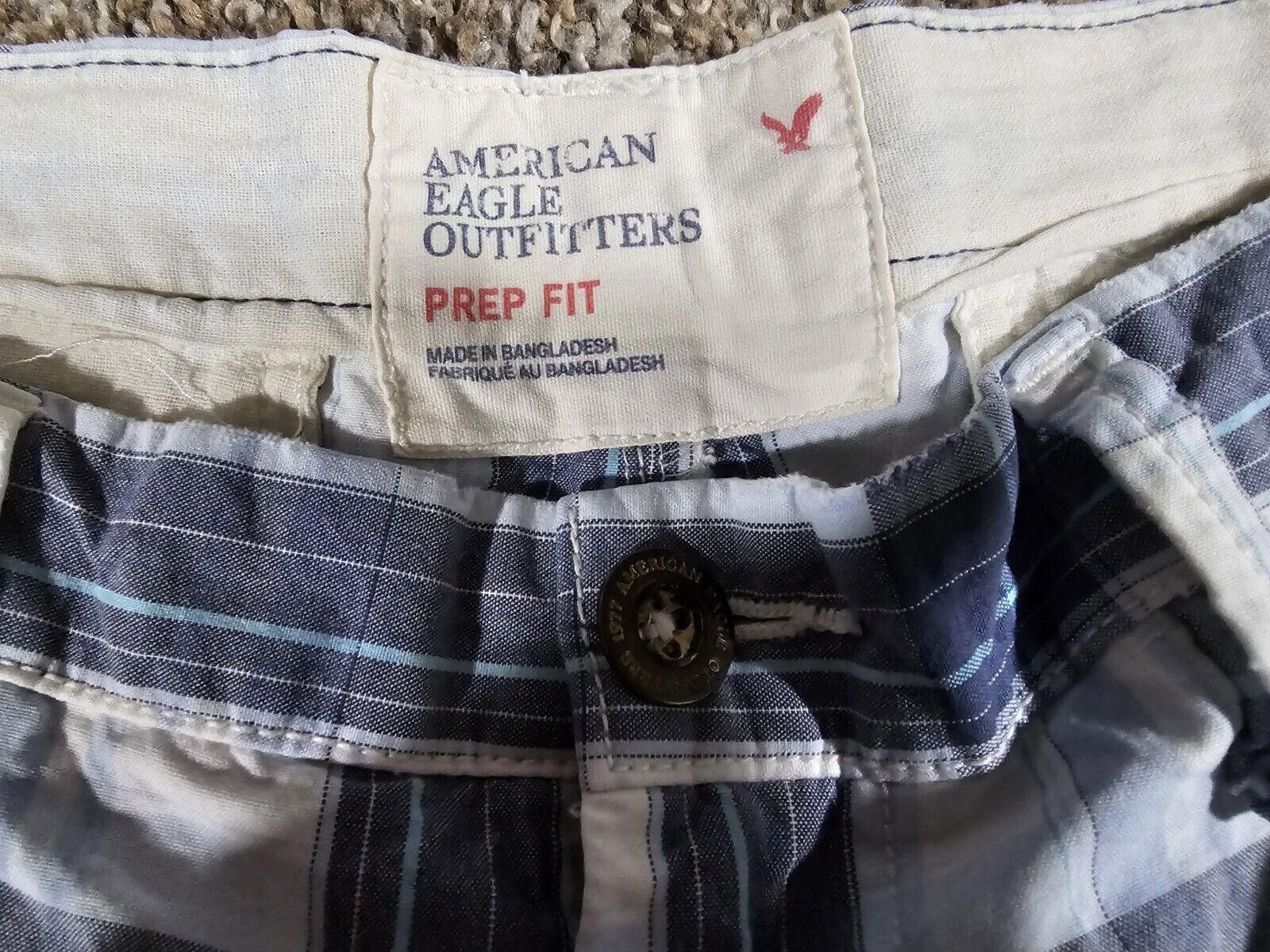 Designer American Eagle Prep Fit Men's 36 Blue Plaid Shorts Size US 36 / EU 52 - 2 Thumbnail