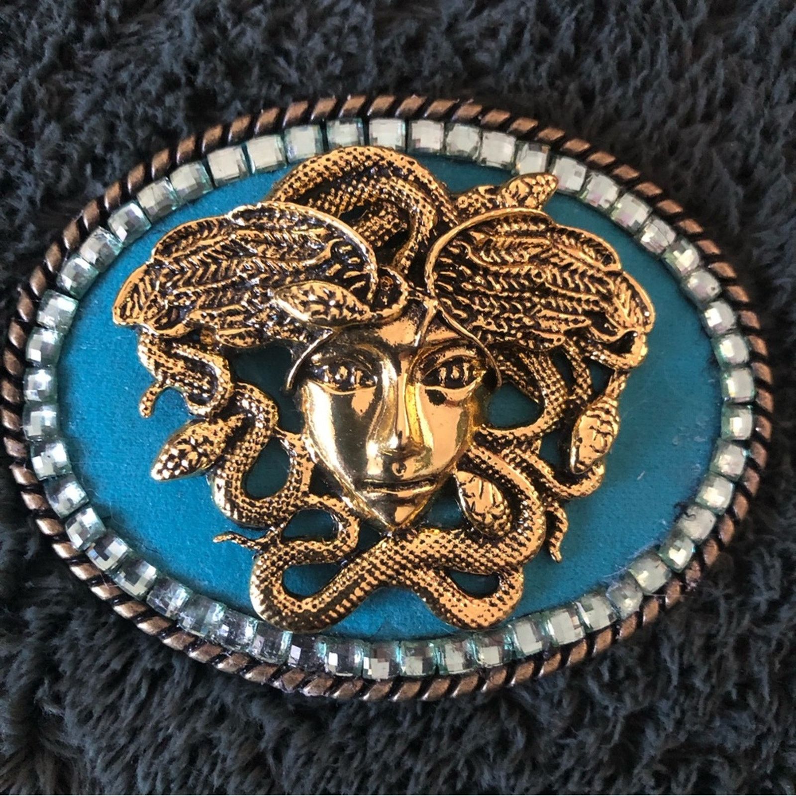 Handmade Handcrafted Medusa repurpose brass belt buckle Size ONE SIZE - 2 Thumbnail