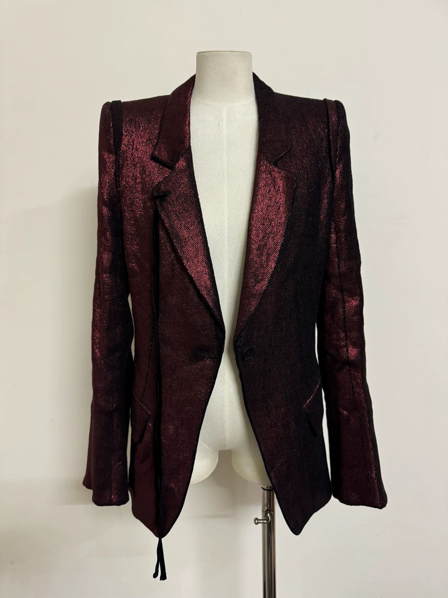 Ann Demeulemeester AnnDemeulemeester Dark Red Ribbon Blazer 38 Shimmer Size XS / US 0-2 / IT 36-38 - 1 Thumbnail