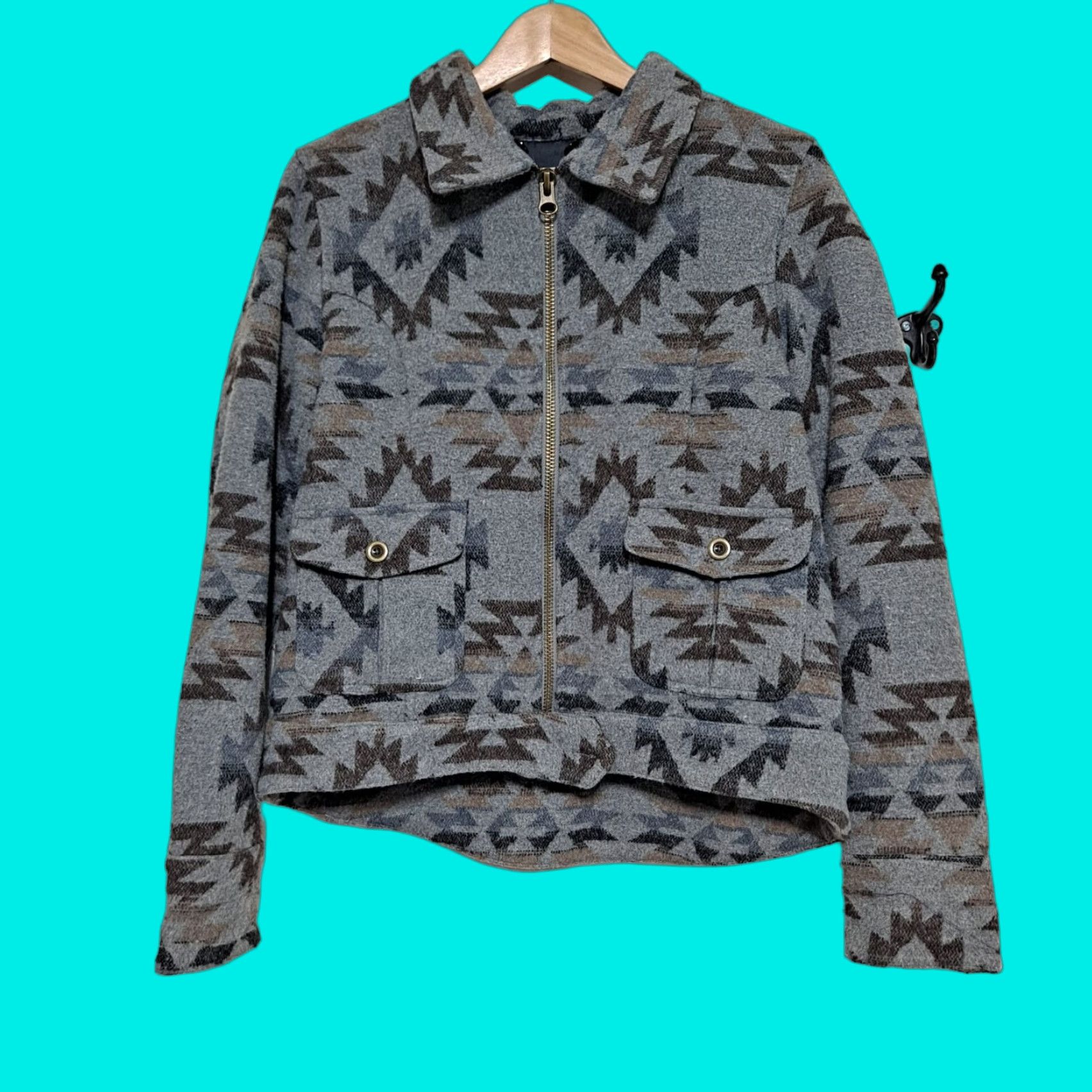 Stetson Stetson Jacket Woman Medium Gray Aztec Southwest Western Basic Jacket Size M / US 6-8 / IT 42-44 - 1 Thumbnail